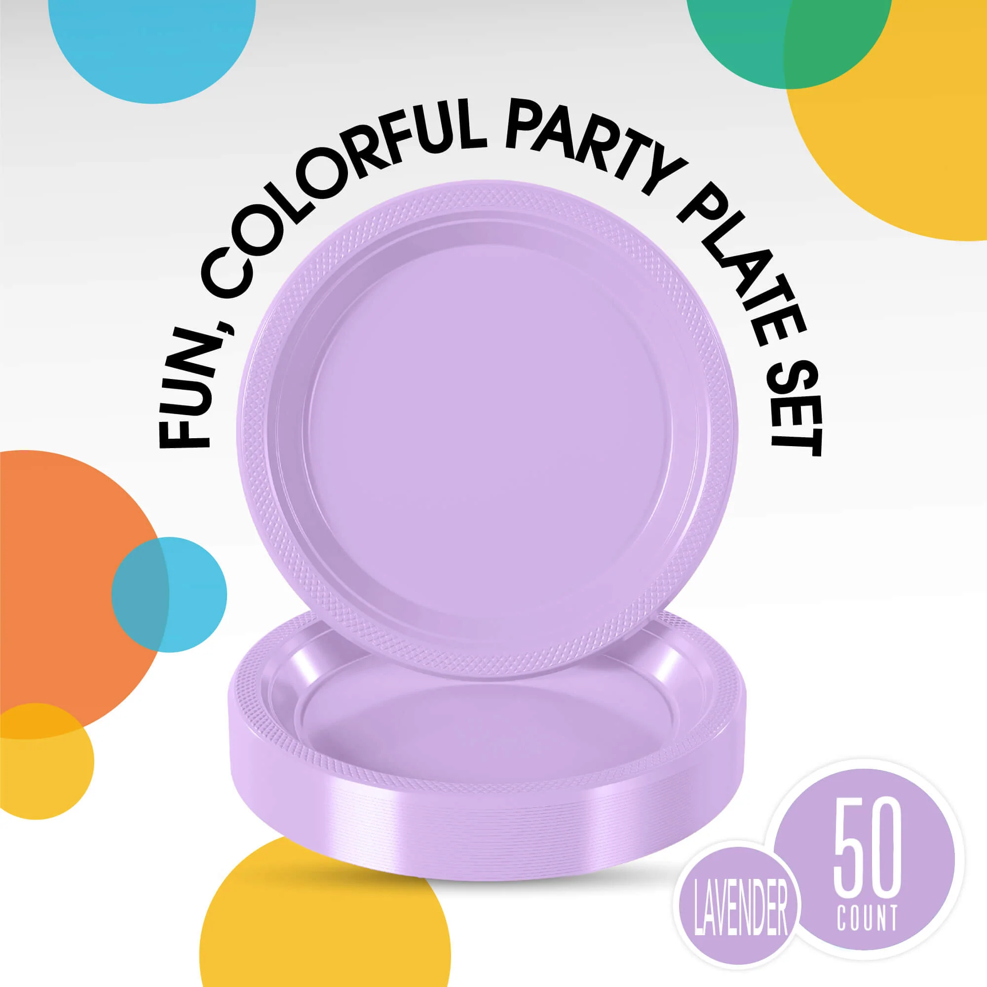 10 In. Lavender Plastic Plates | 50 Count