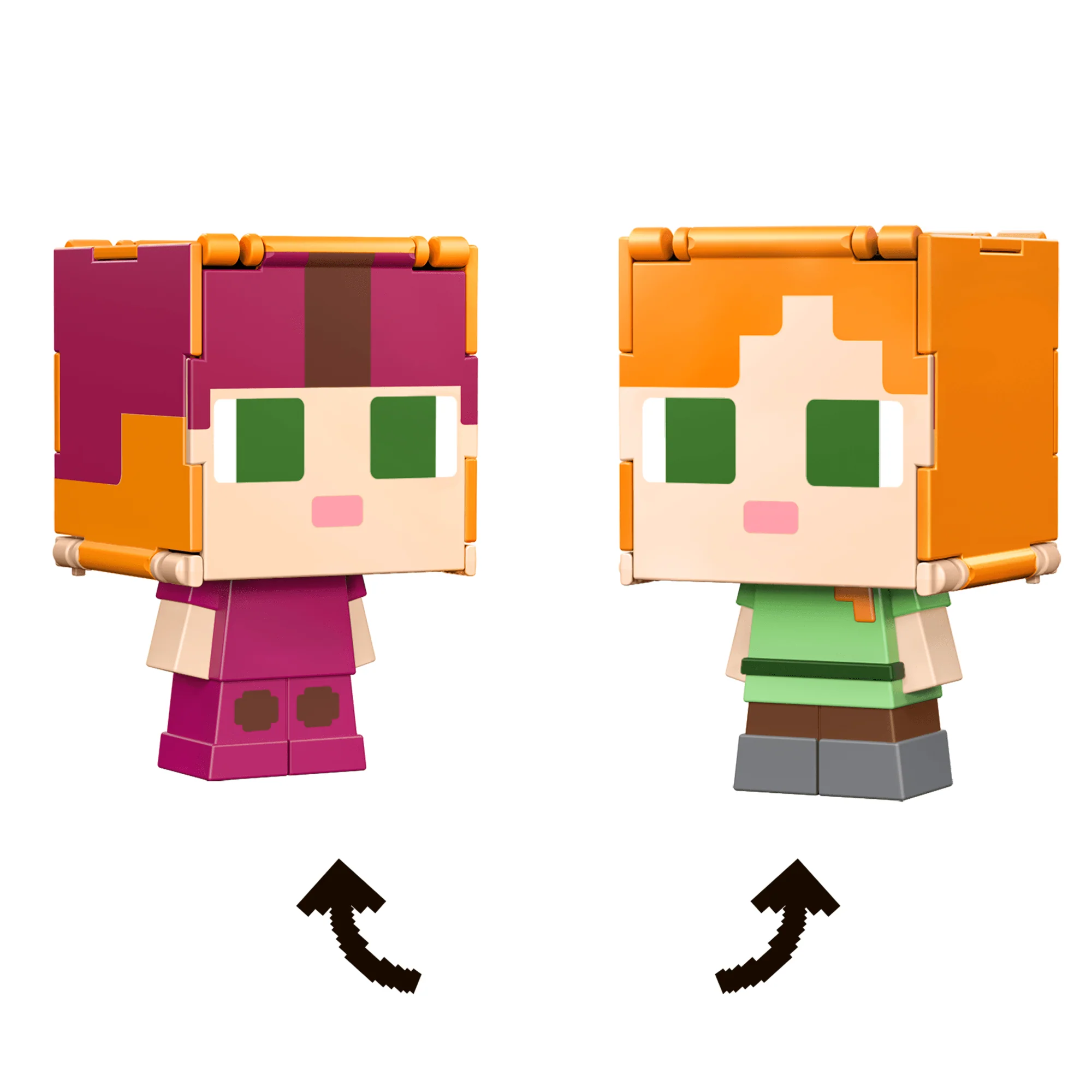Minecraft Flippin’ Figs Alex & Axolotl Figures 2-Pack, 2-in-1 Fidget Play & Pixelated Design
