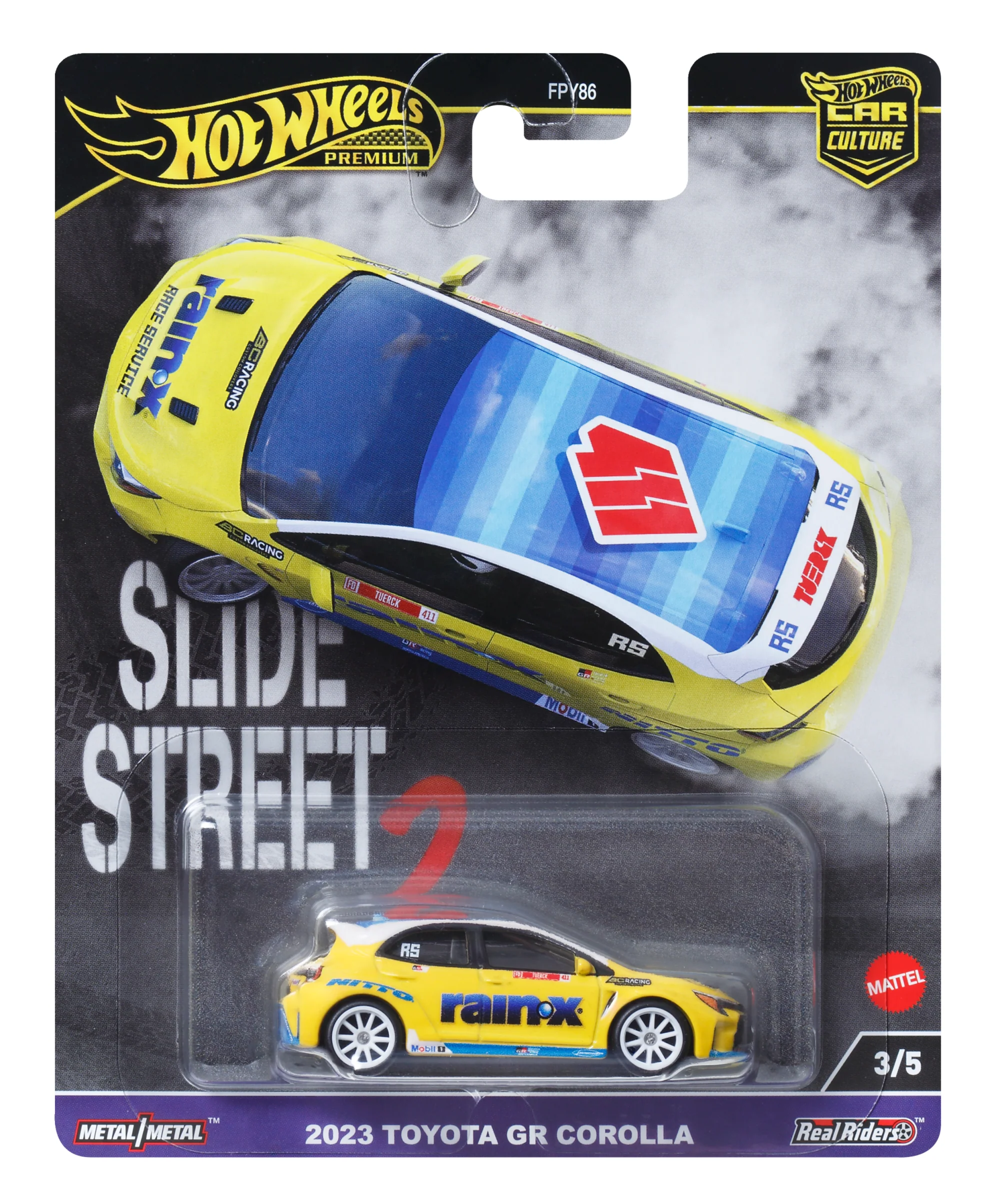 Hot Wheels Premium Car Culture Slide Street Toyota Corolla Gr 1:64 Scale Collectible Toy Vehicle