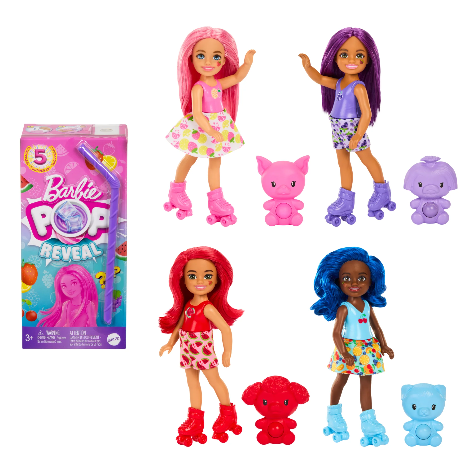 Barbie Pop Reveal Fruit Series Chelsea Doll With 5 Surprises Including Pop-It Pet, Scent & Color Change