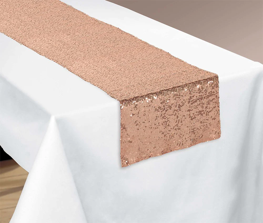 Rose Gold Sequin Table Runner 13 inch x 72 inch 1ct