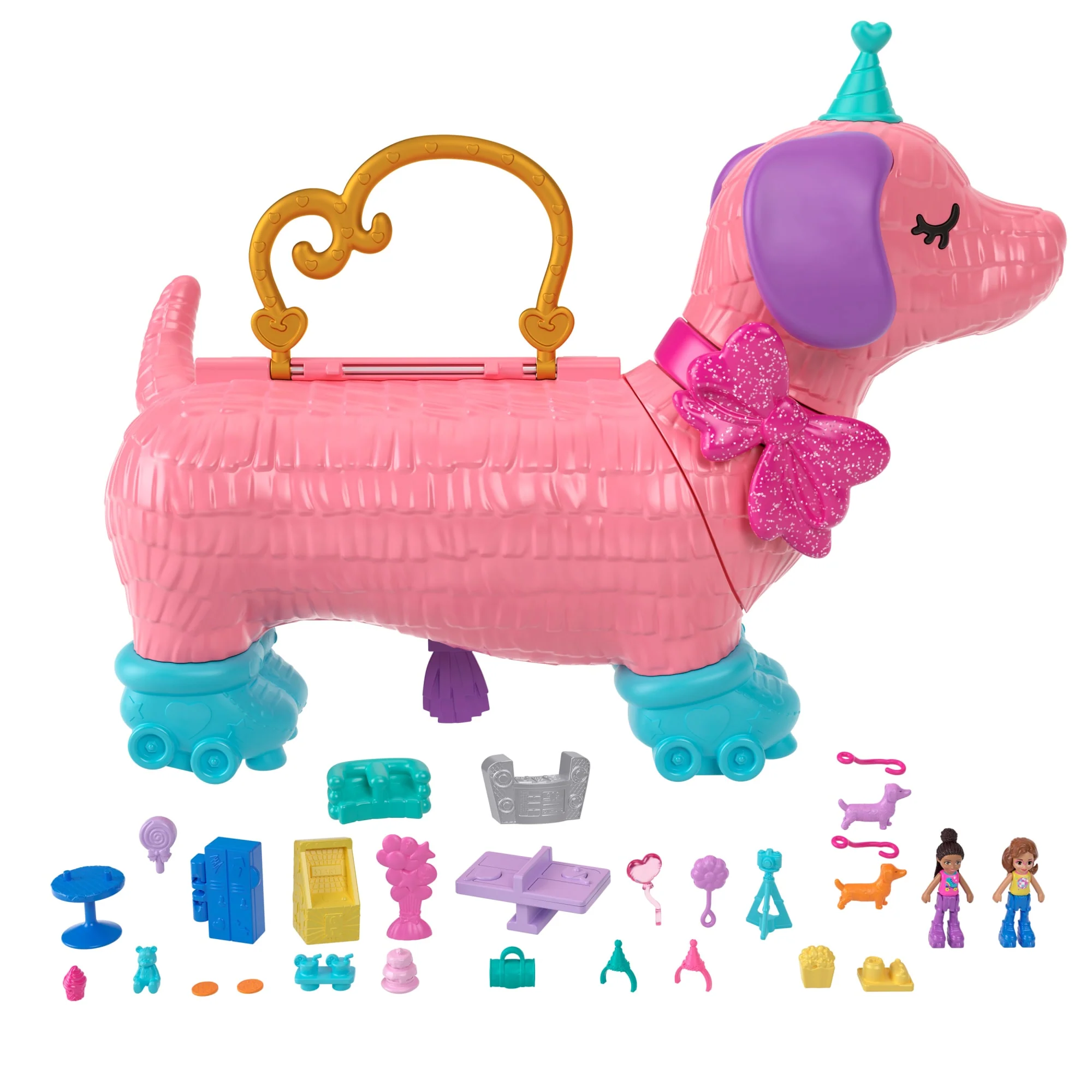 Polly Pocket Puppy Party Large Compact 2-In-1 Playset With 2 Dolls & Birthday Accessories
