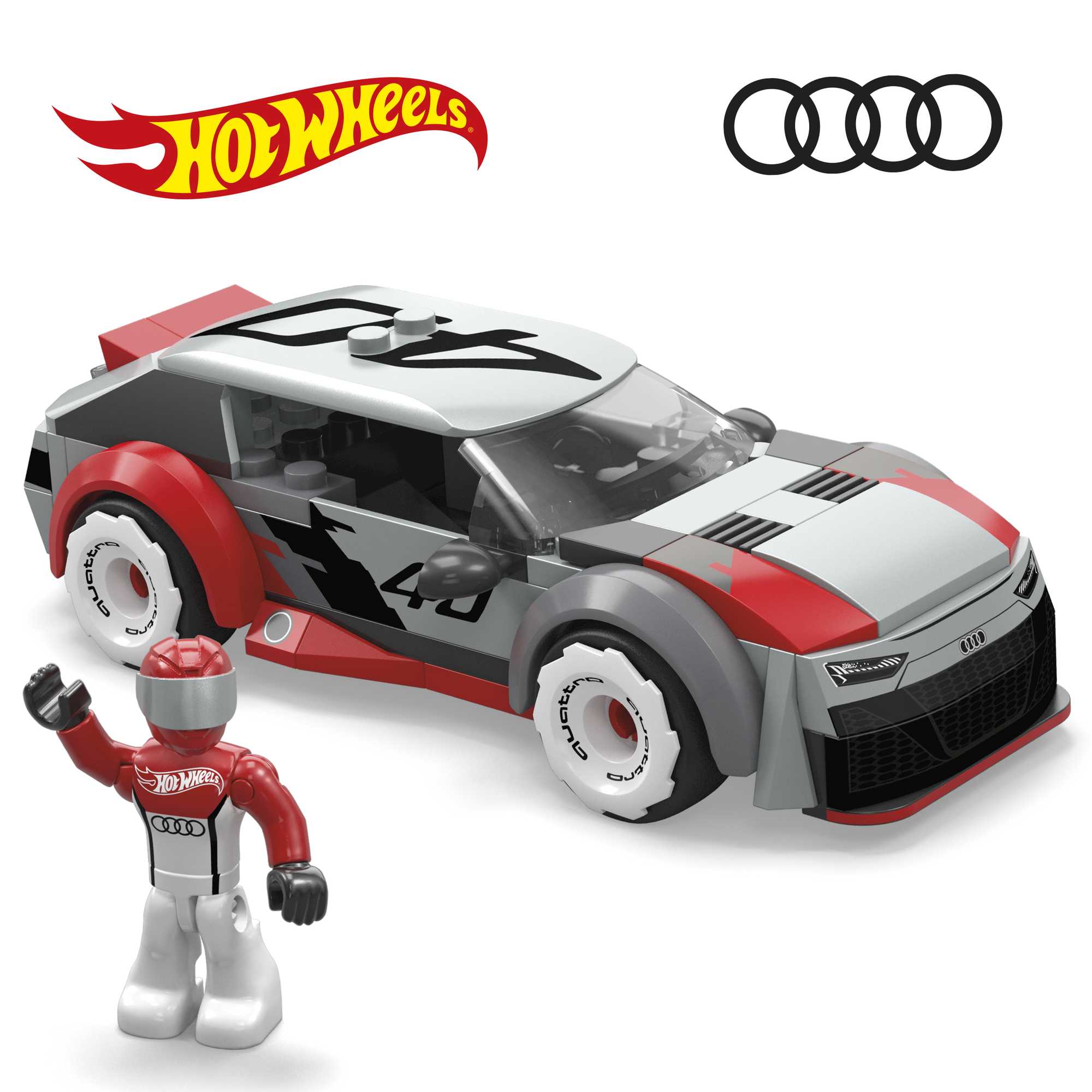 MEGA Hot Wheels Audi RS 6 GTO Concept Toy Car Building Kit With 1 Figure (77 Pieces)