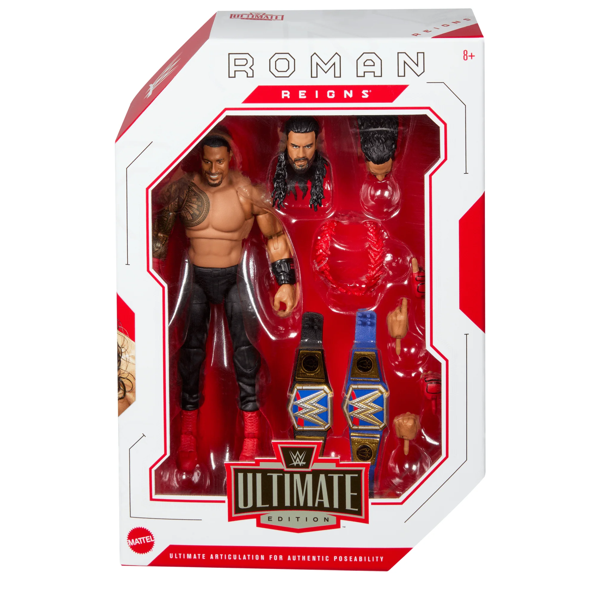 WWE Ultimate Edition Roman Reigns Action Figure & Accessories Set, 6-Inch Collectible, 30 Articulation Points