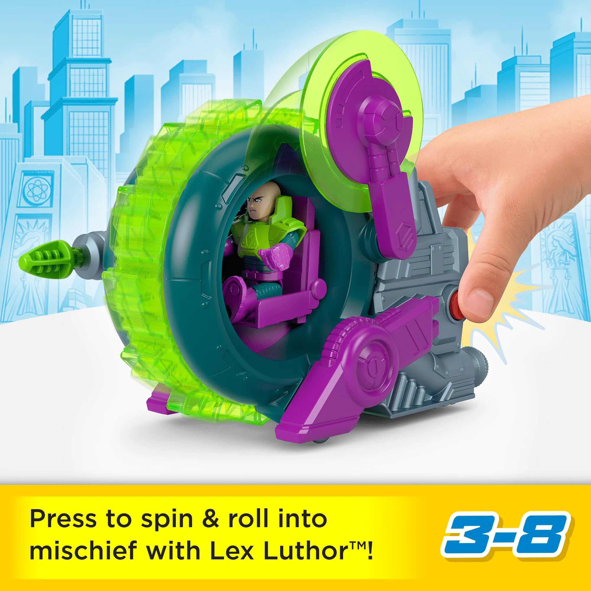 Imaginext DC Super Friends Lex Luthor Spinning Saw Vehicle & Figure Set For Preschool Kids