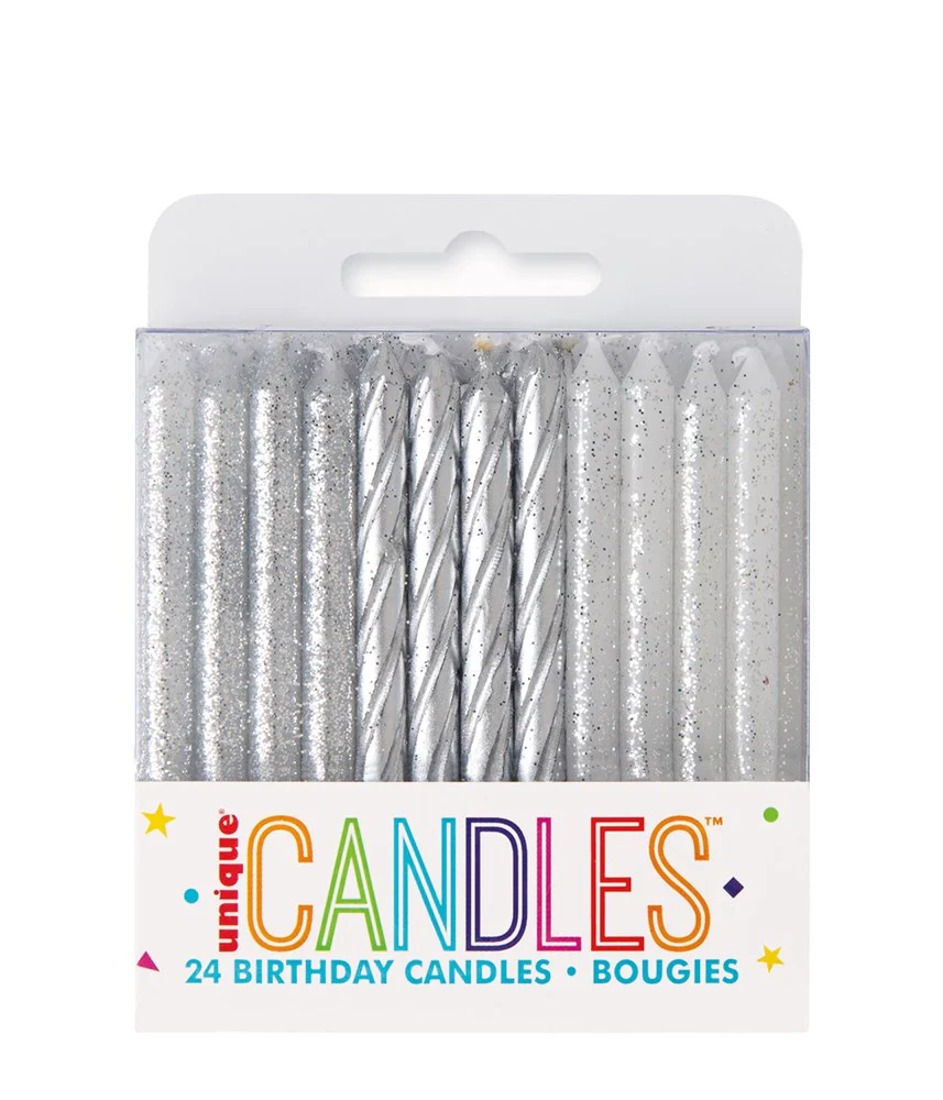 Birthday Candles Glitter and SIlver 24ct