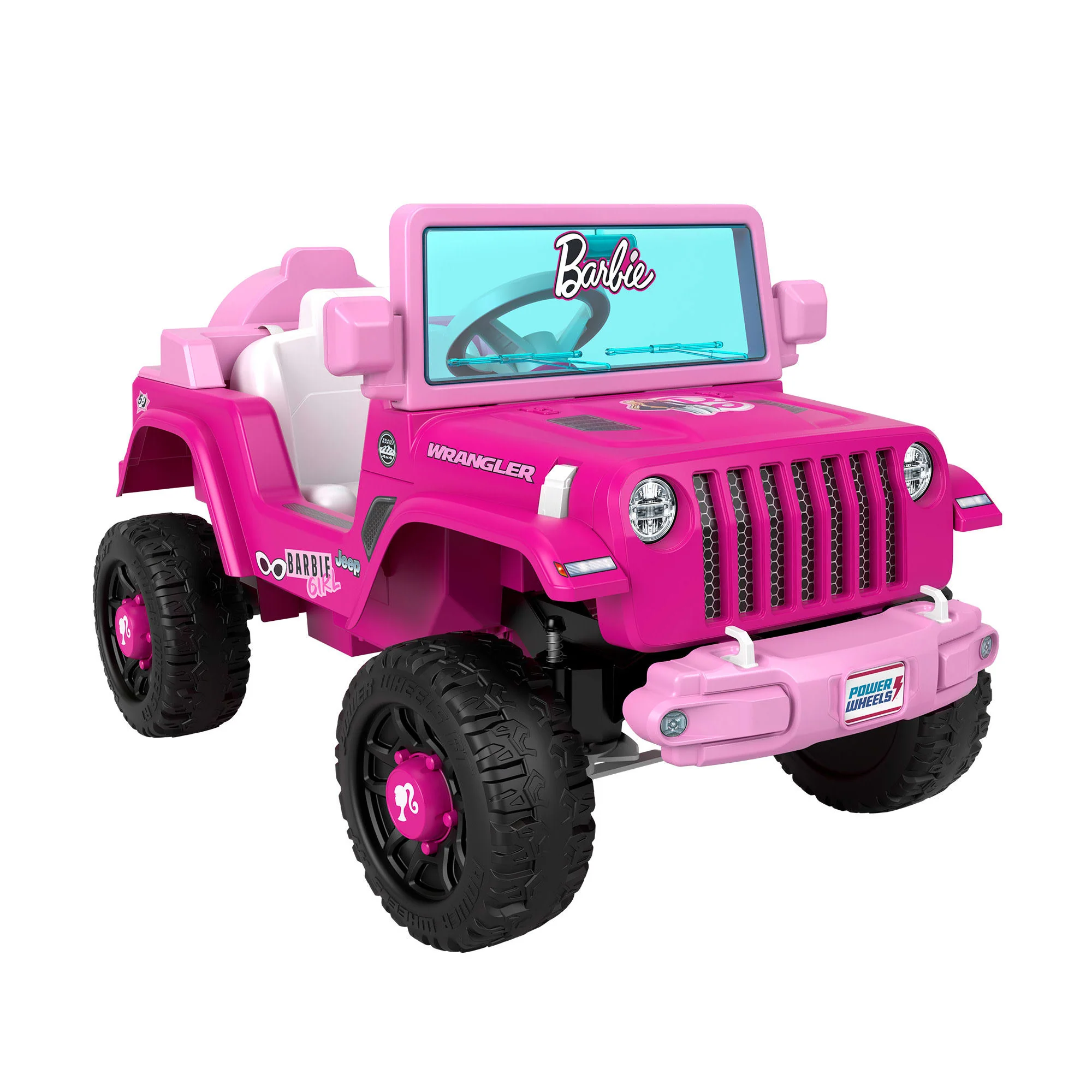 Power Wheels Barbie Jeep Wrangler Toddler Ride-On Toy, 6V Battery-Powered With Sounds