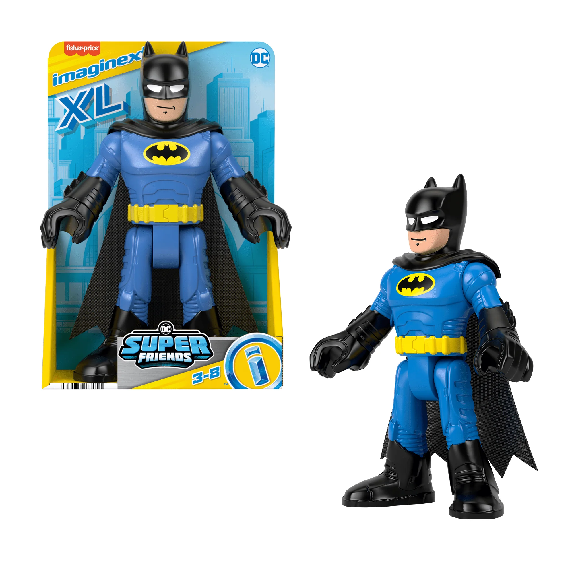 Imaginext DC Super Friends Batman XL Figure 10-Inch Poseable Preschool Toy, Black & Blue