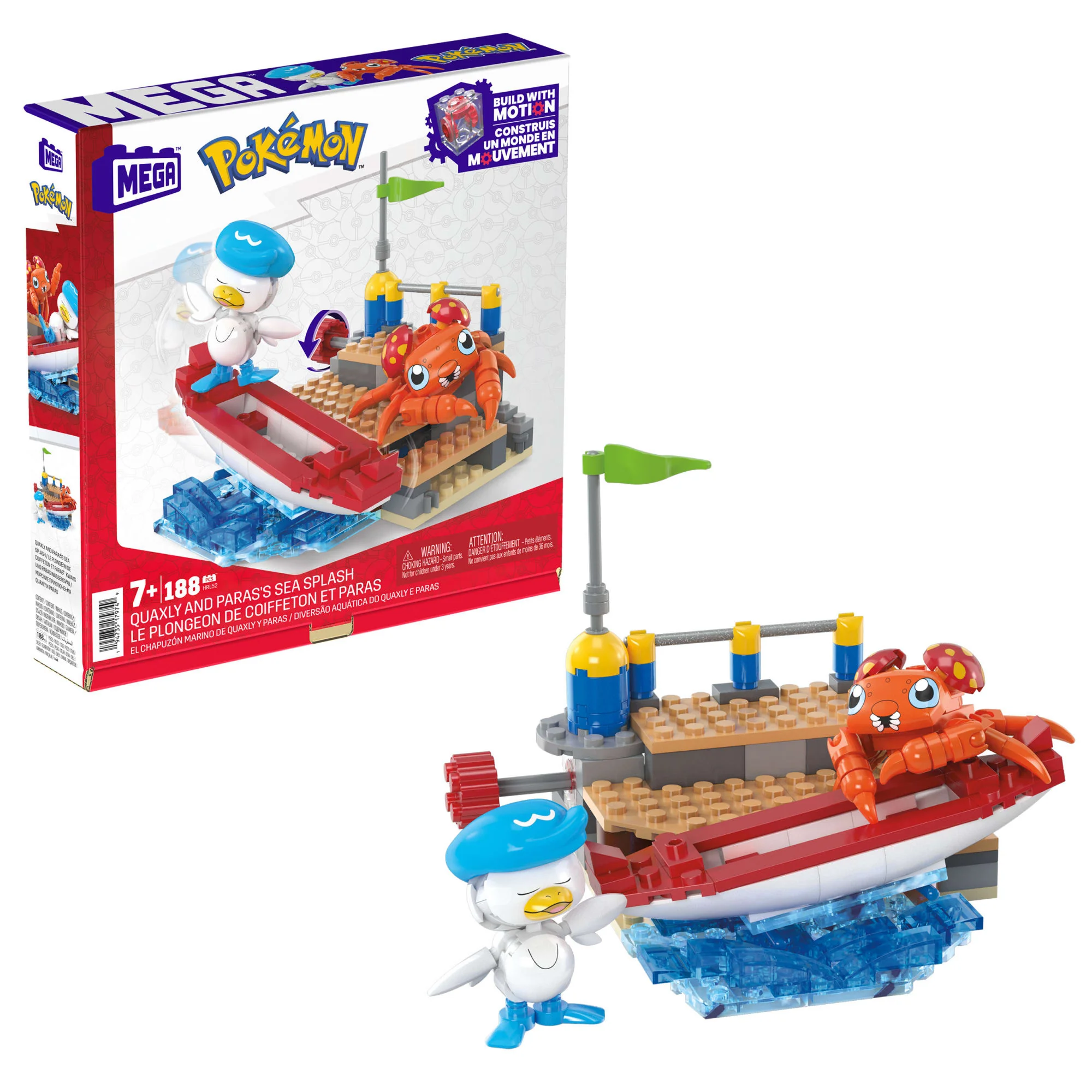 MEGA Pokémon Quaxly And Paras Building Toy Kit With 2 Action Figures (188 Pieces) For Kids