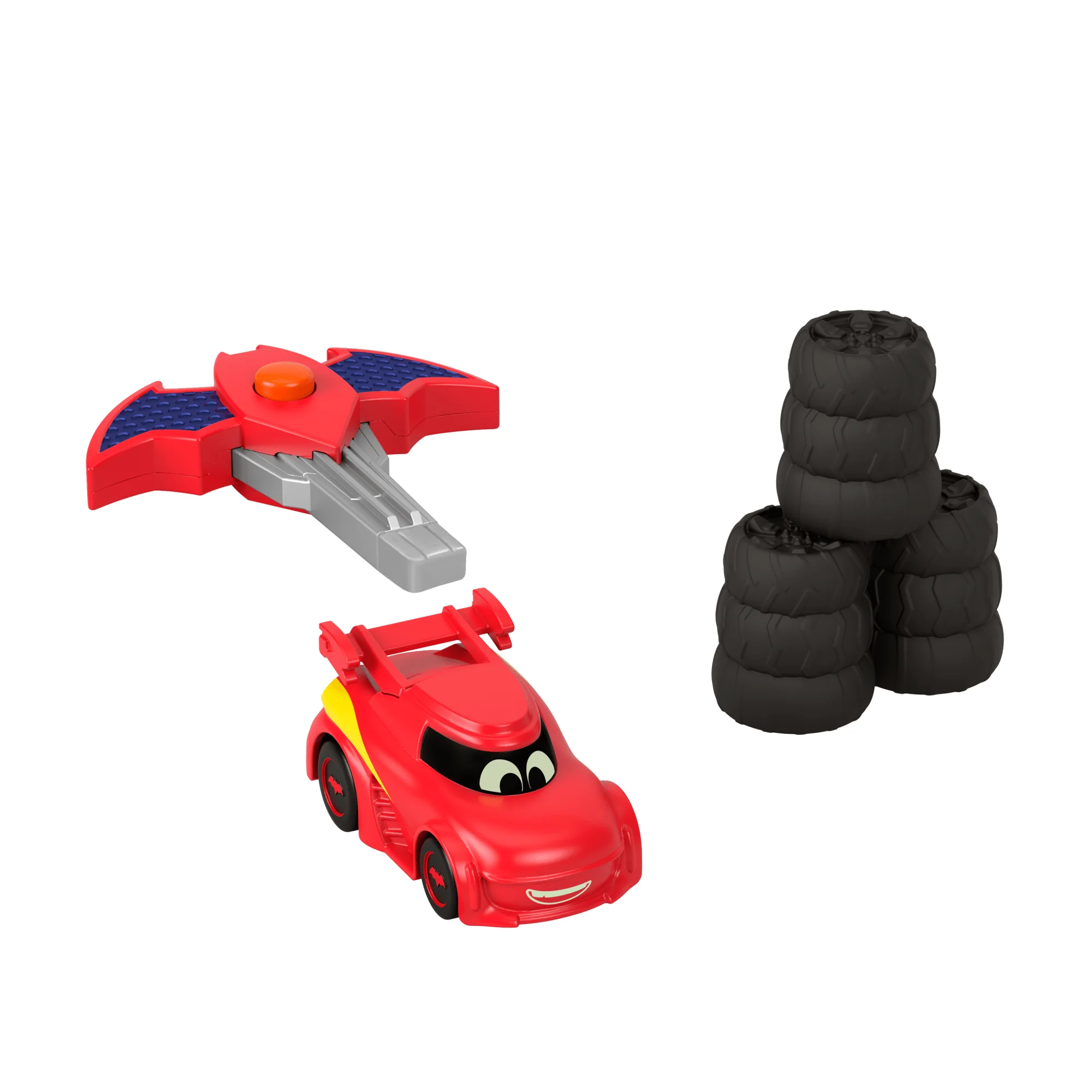 Fisher-Price DC Batwheels 1:55 Scale Redbird Launching Toy Race Car With Accessories, 5 Pieces