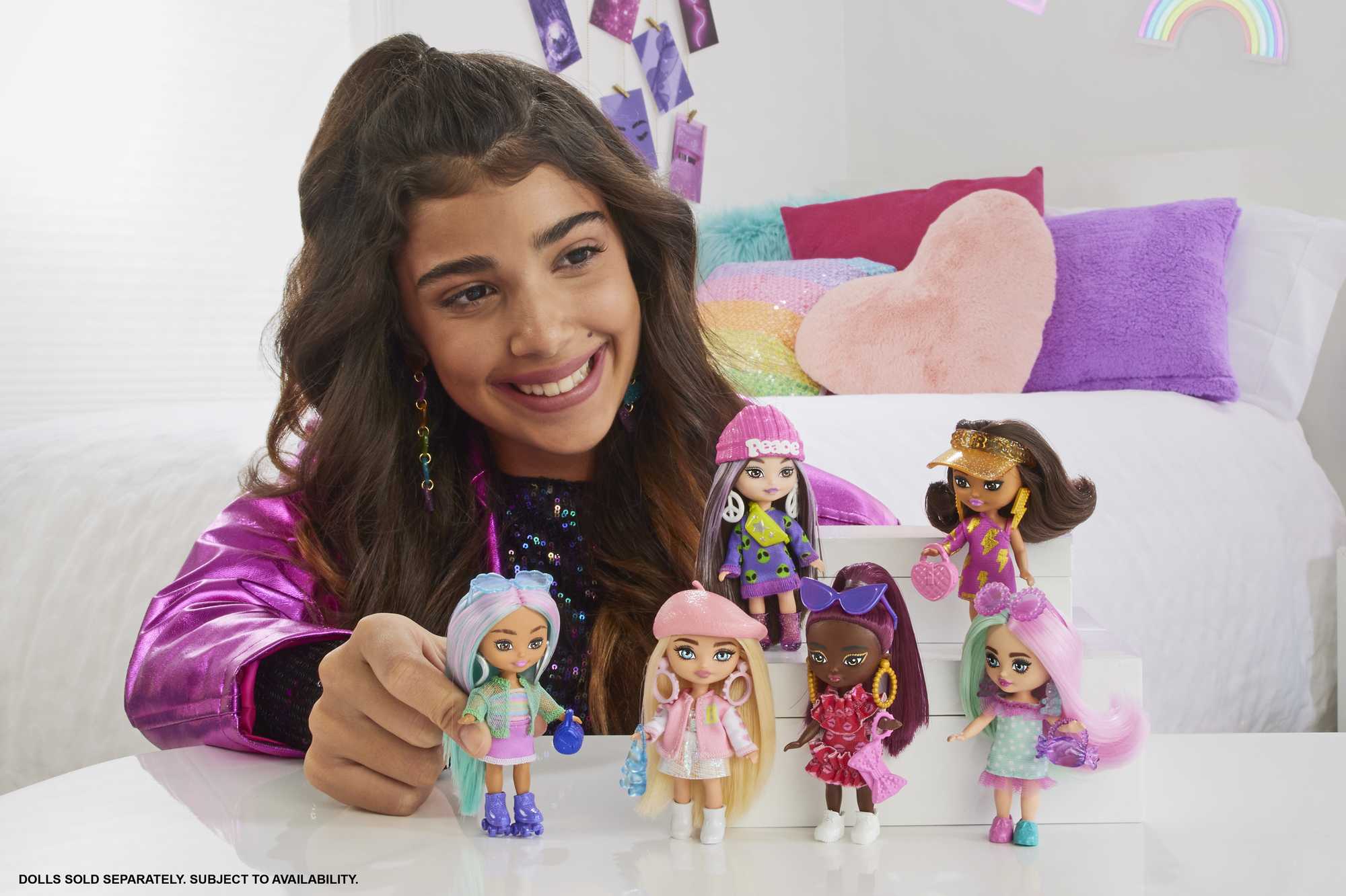 Barbie Extra Mini Minis Doll With Blue Hair, Accessories And Doll Stand, 3.25-Inch Collectible