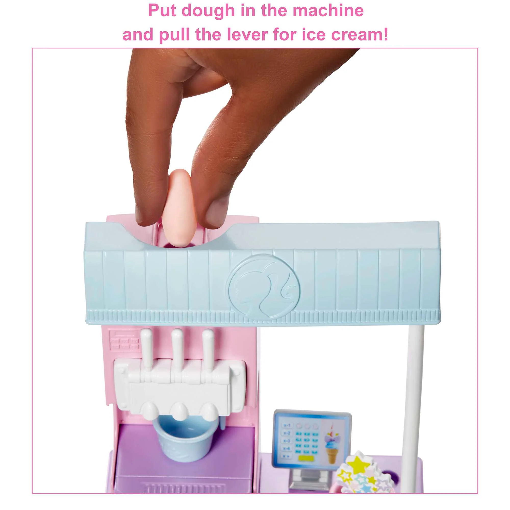 Barbie Ice Cream Shop Playset With 12-in Brunette Doll, Ice Cream Shop, Ice Cream Making Feature & Realistic Play Pieces