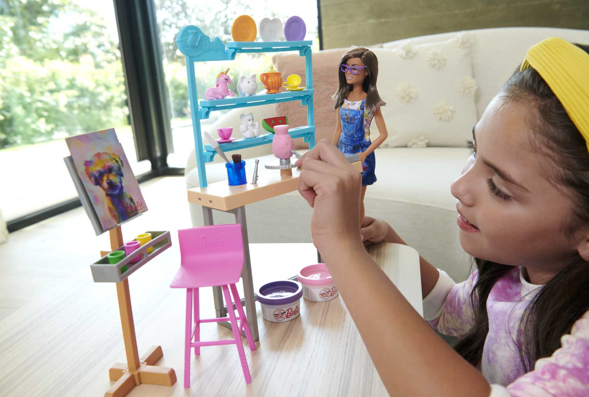 Barbie Relax And Create Art Studio, Barbie Doll (11.5 Inches), 25+ Creation Accessories For Pottery Making & Painting