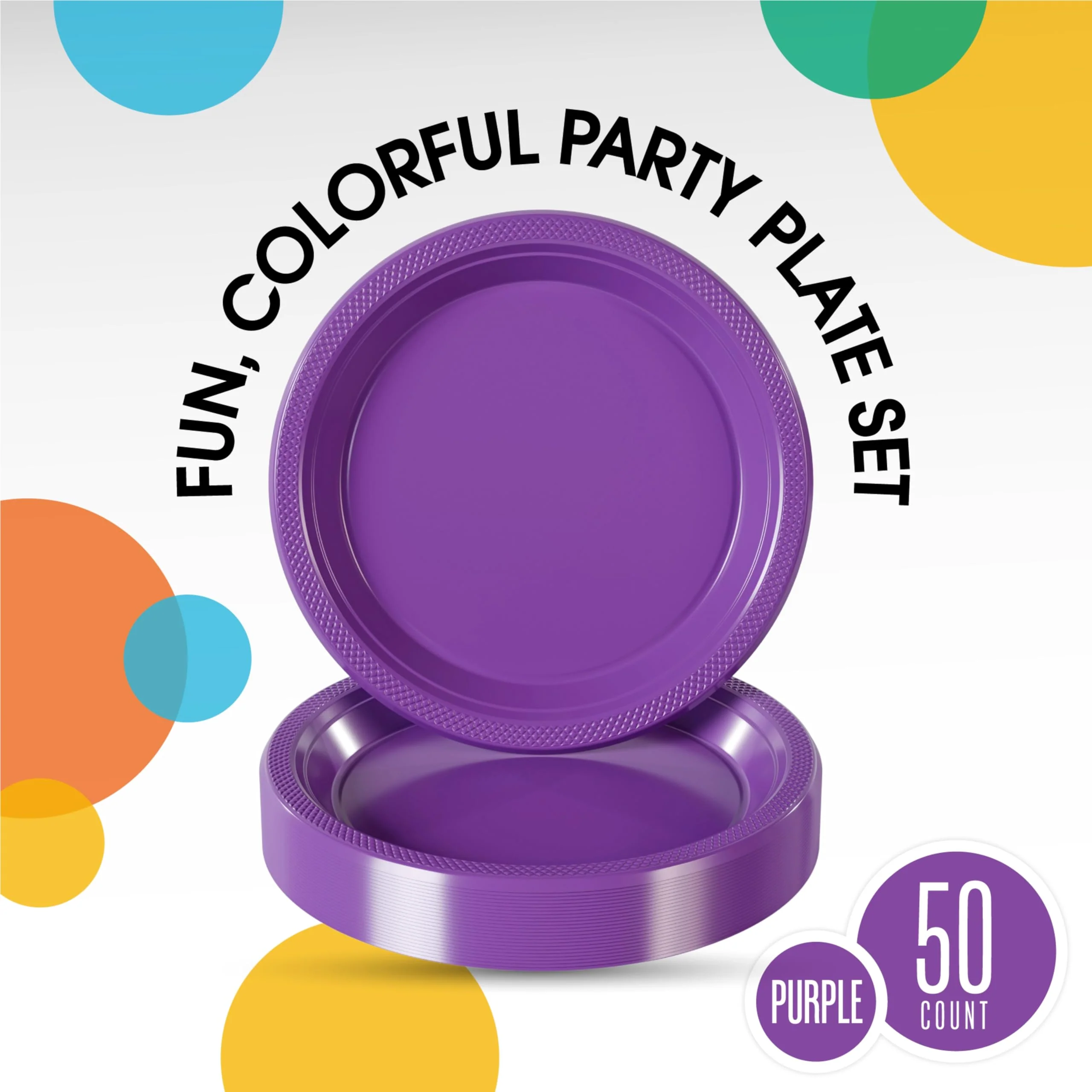 10 In. Purple Plastic Plates | 50 Count