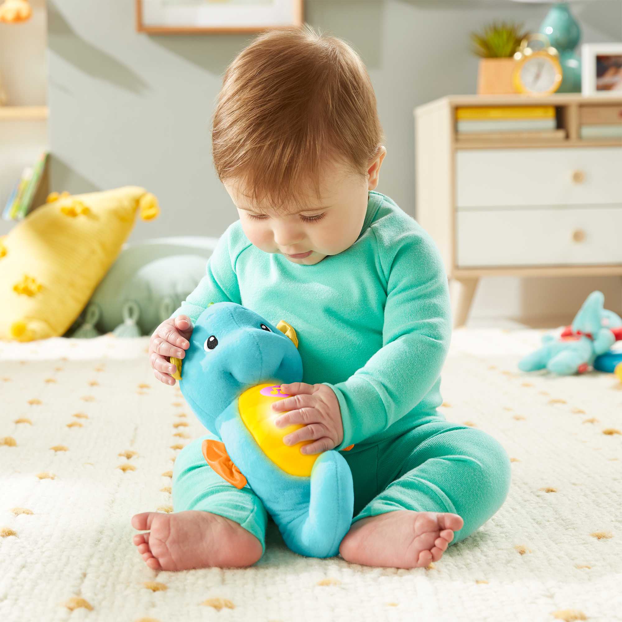 Fisher-Price Soothe & Glow Seahorse, Blue, Plush Baby Toy