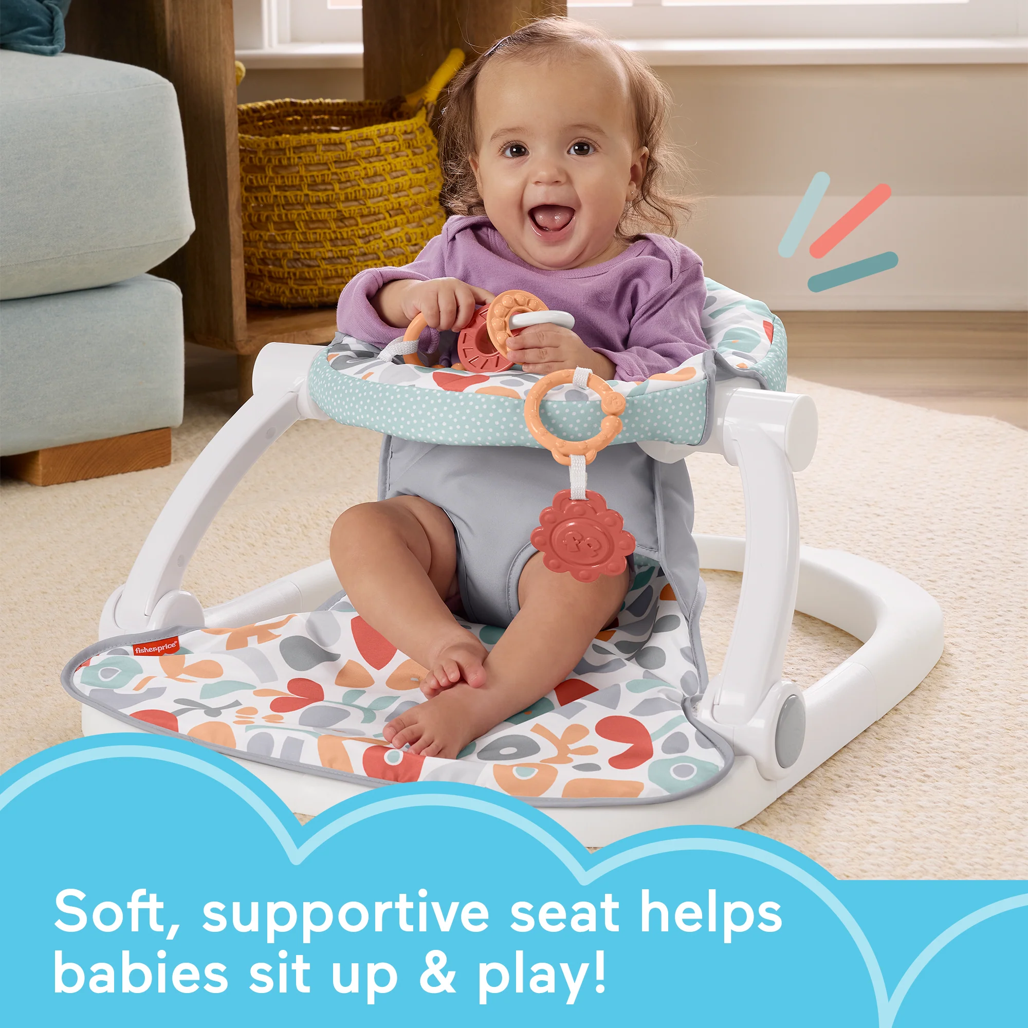 Fisher-Price Portable Baby Chair With Toys, Sit-Me-Up Floor Seat, Fresh Floral