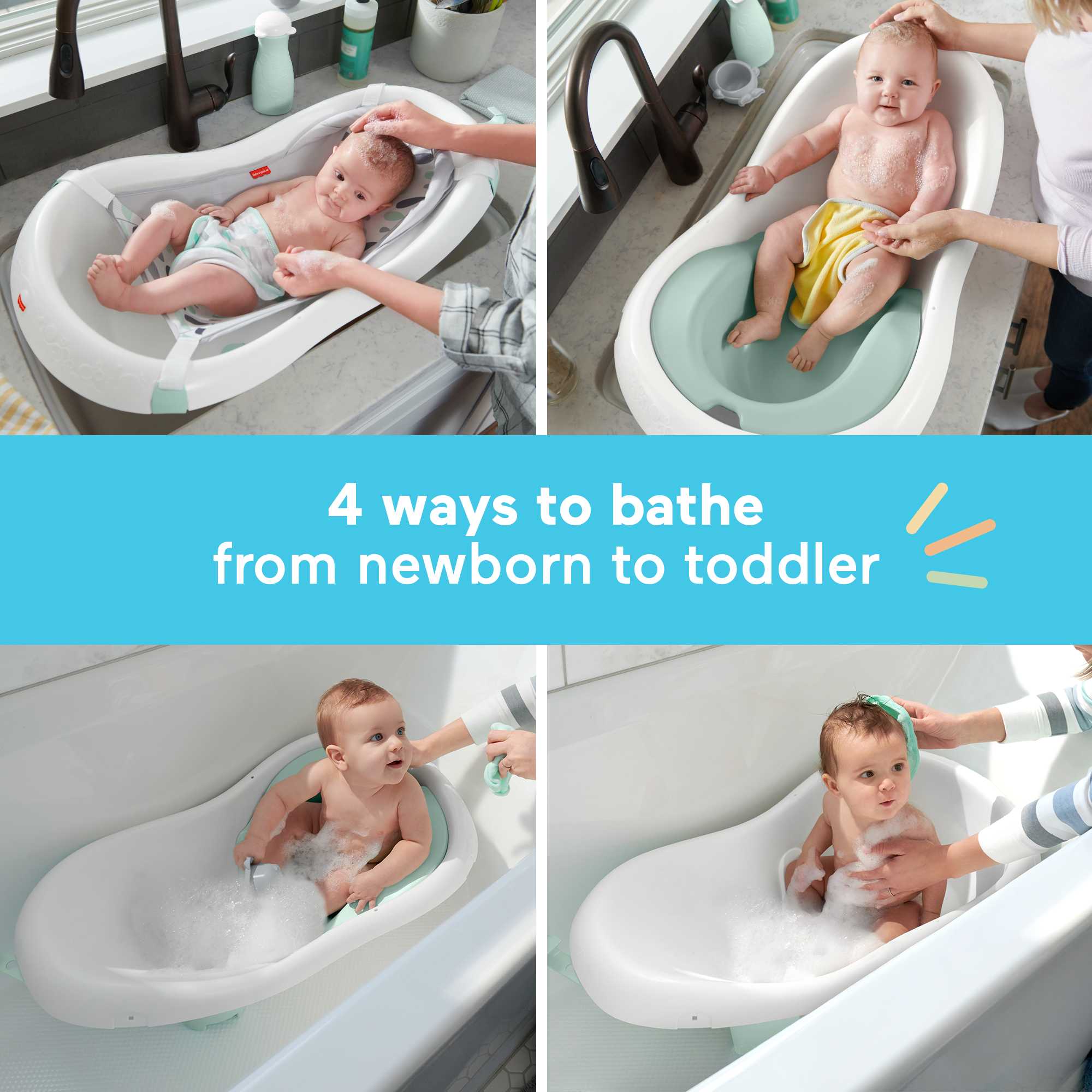 Fisher-Price 4-In-1 Sling 'n Seat Baby Bath Tub, Climbing Leaves