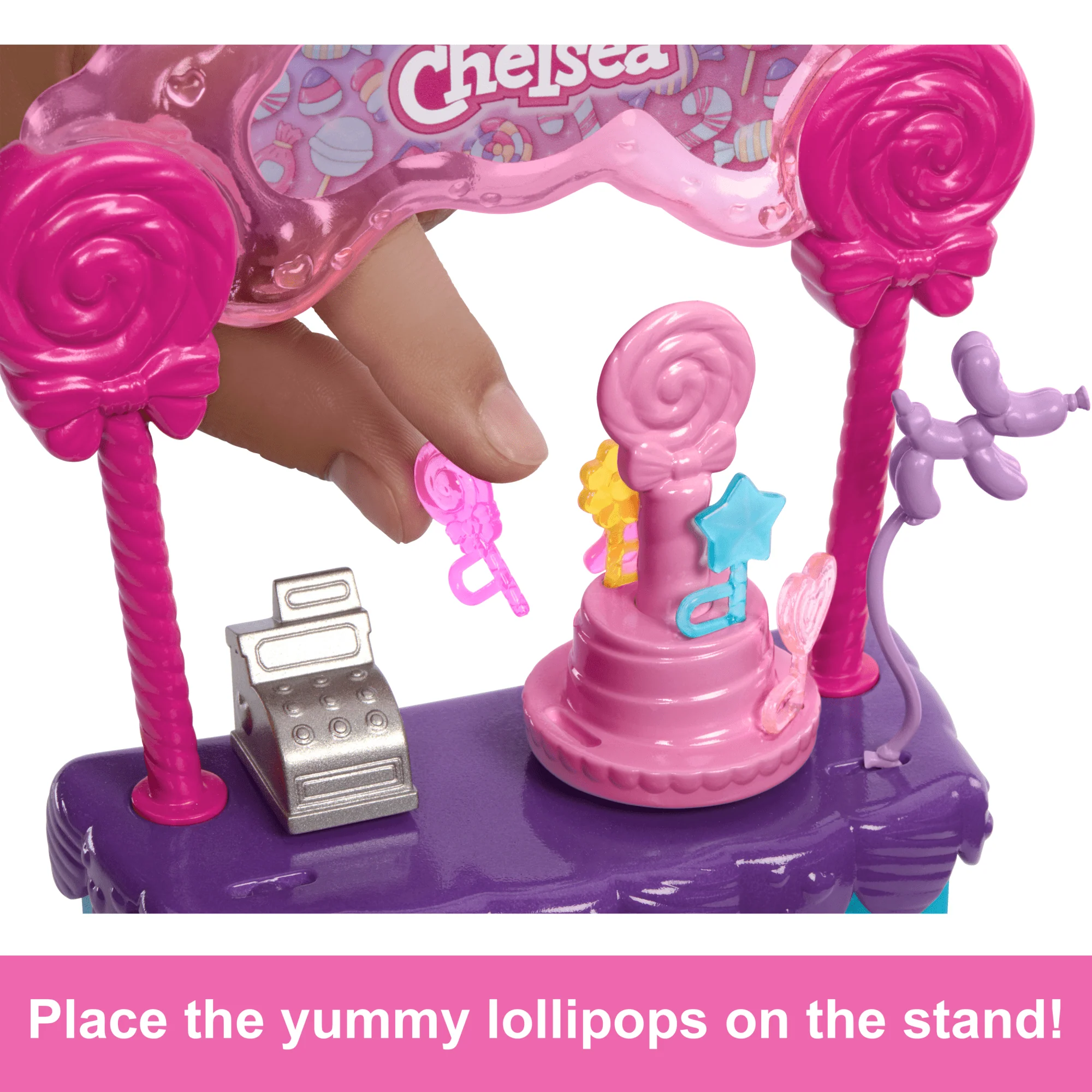 Barbie Chelsea Doll & Lollipop Stand, 10-Piece Toy Playset With Accessories
