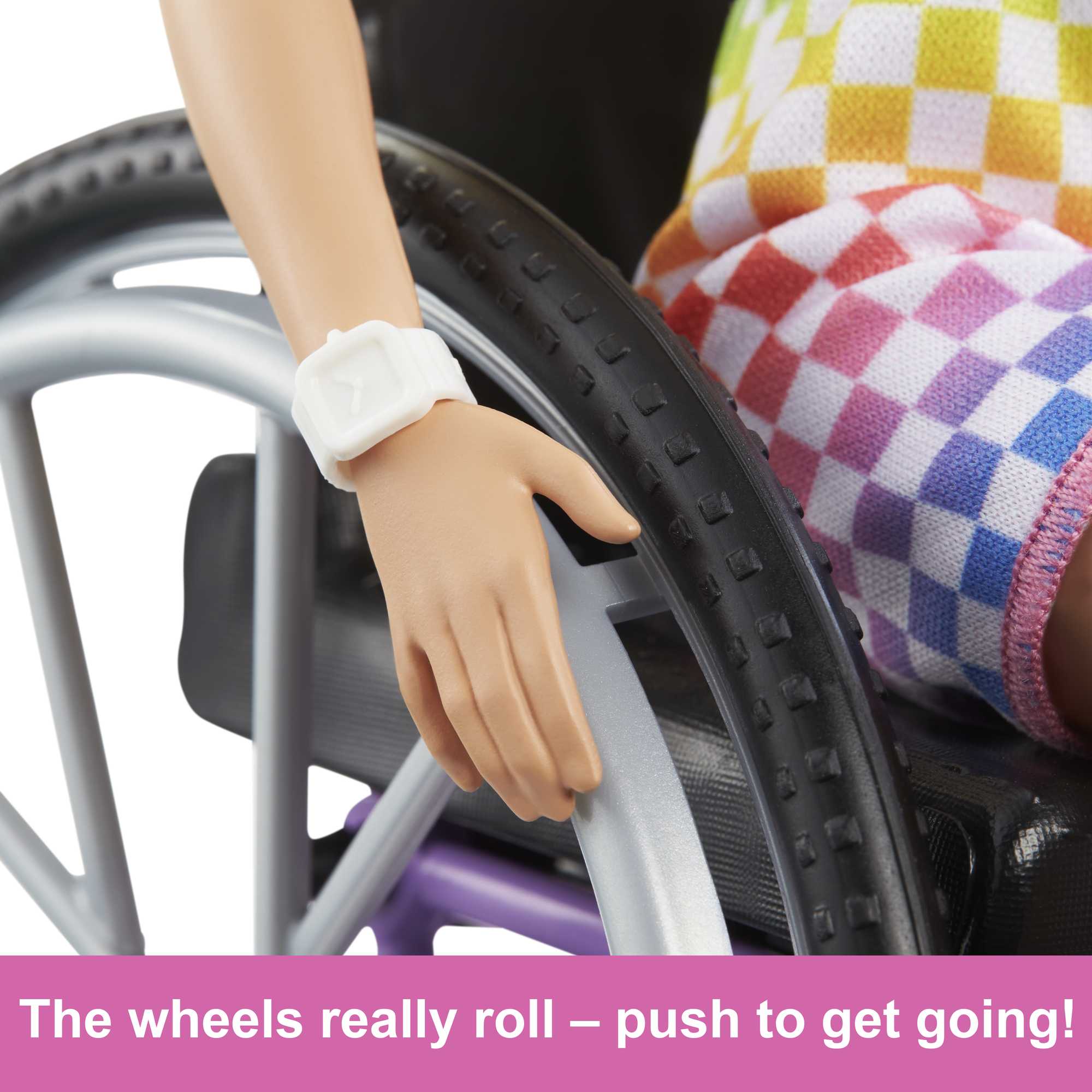 Barbie Fashionistas Doll #194 With Wheelchair & Ramp, Blond Hair, Rainbow Dress & Accessories
