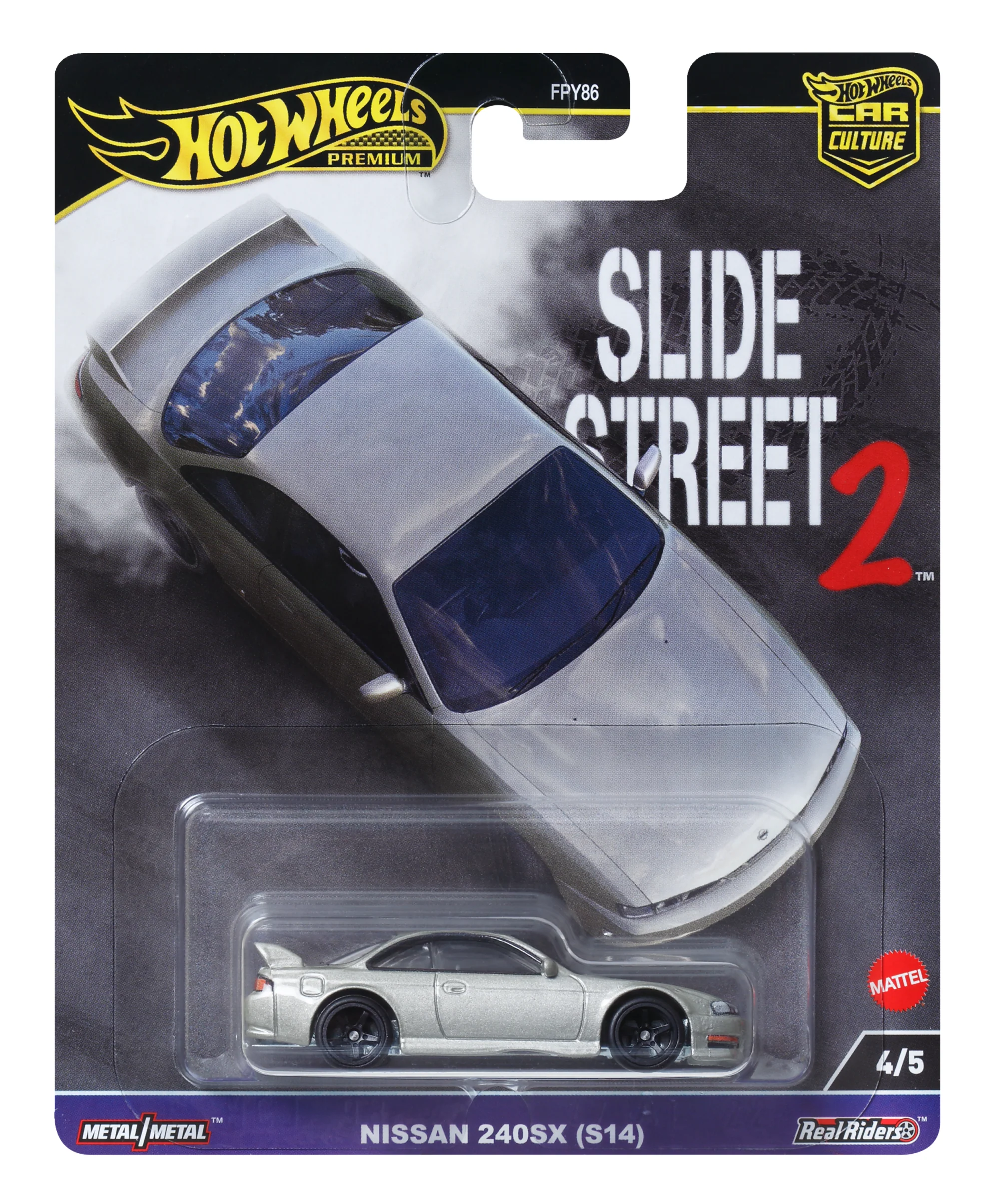 Hot Wheels Premium Car Culture Slide Street Nissan Silvia S14 1:64 Scale Collectible Toy Vehicle