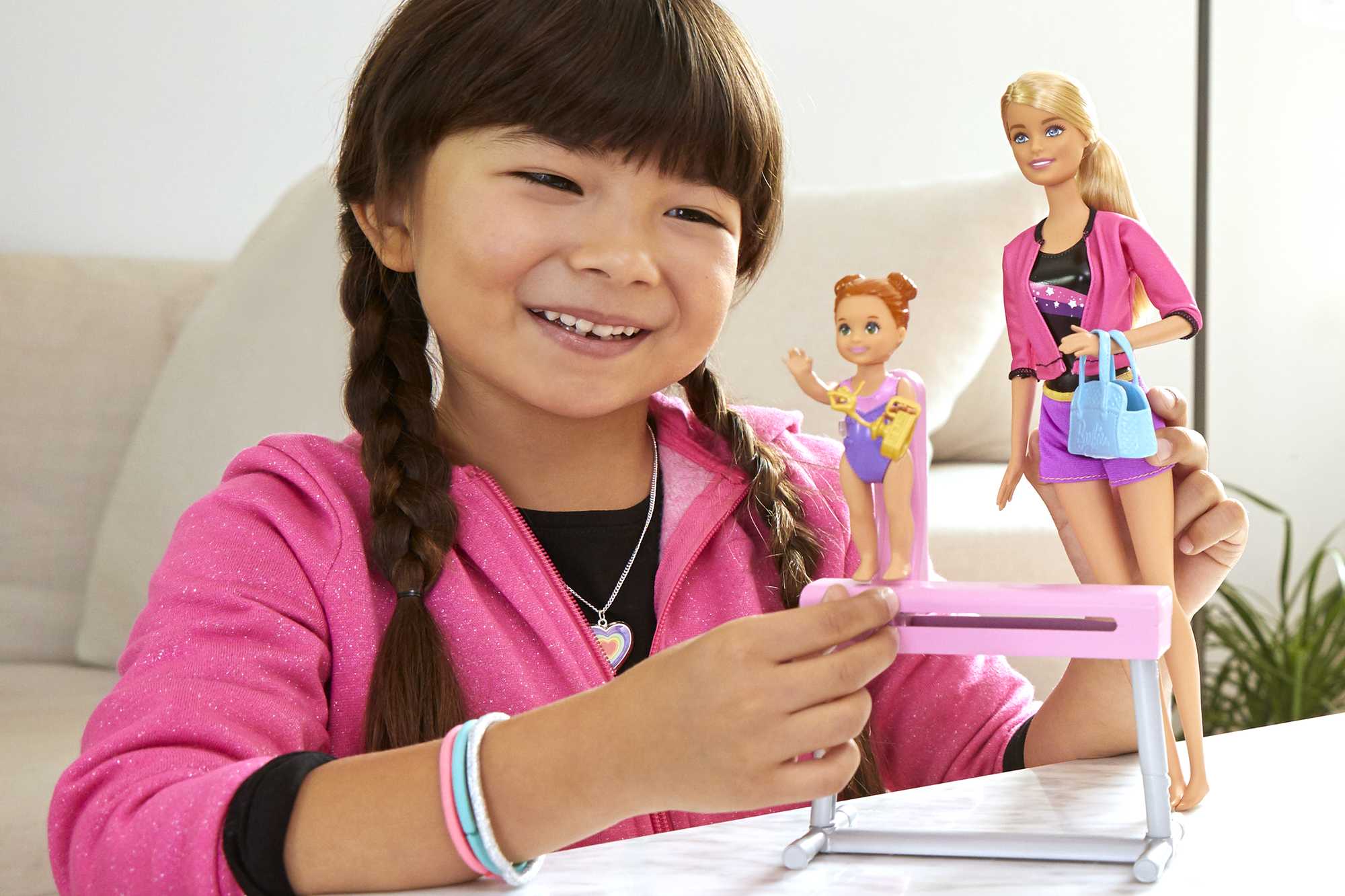 Barbie Gymnastics Coach & Student Balance Beam Blonde Doll Playsets