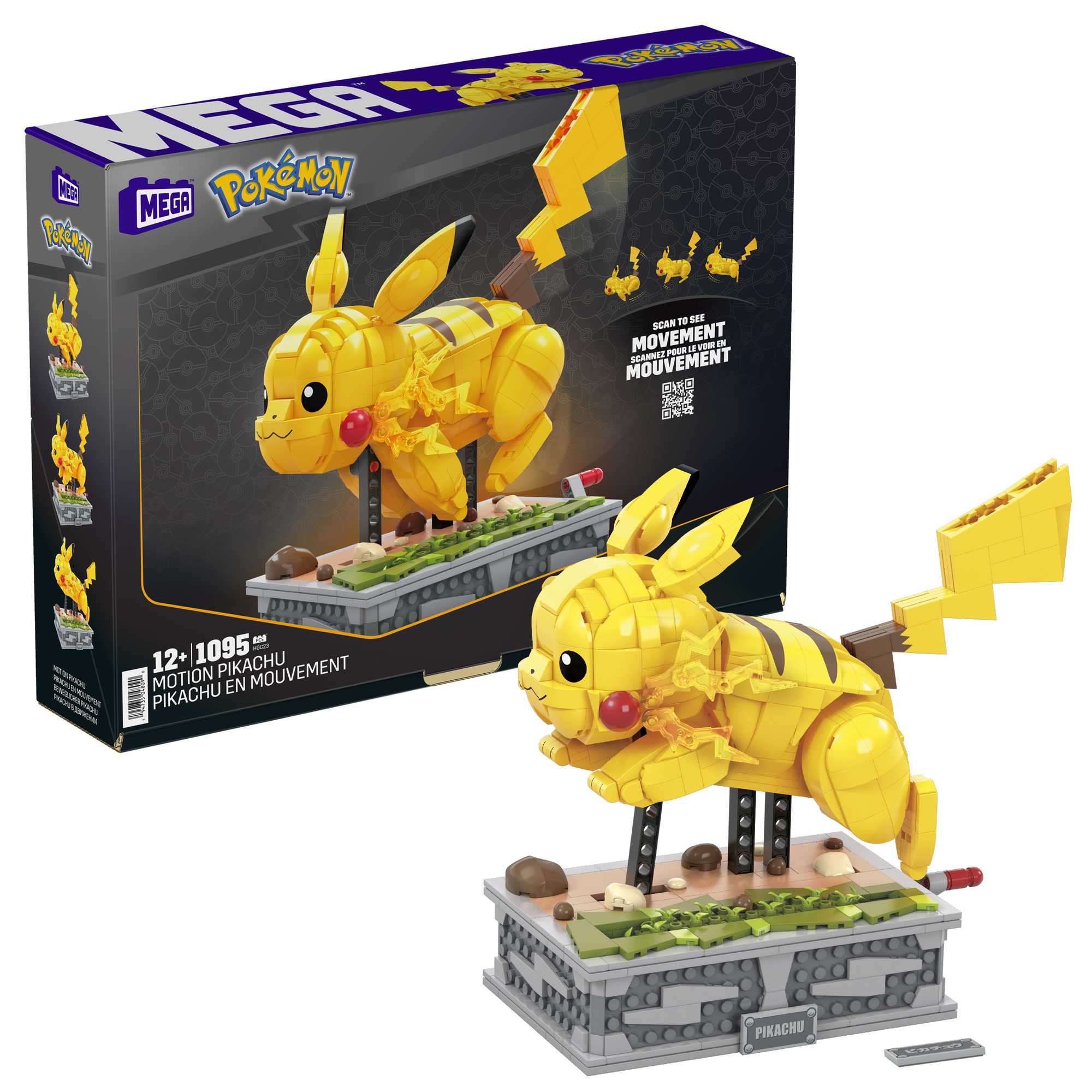 MEGA Pokémon Motion Pikachu Building Brick Set With Mechanized Motion (1095 Pieces)