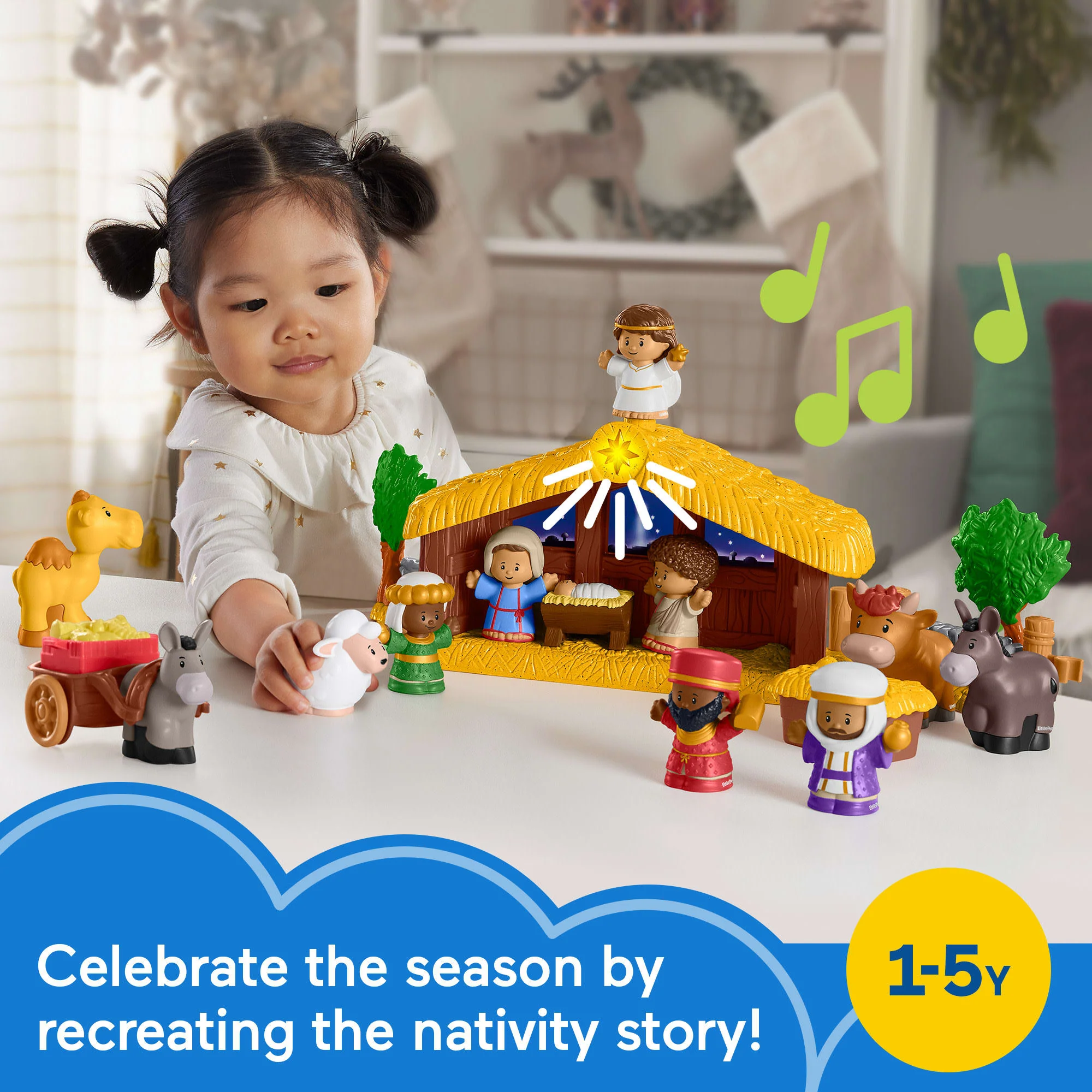 Fisher-Price Little People Nativity Set For Toddlers With Light & Music, 18 Play Pieces