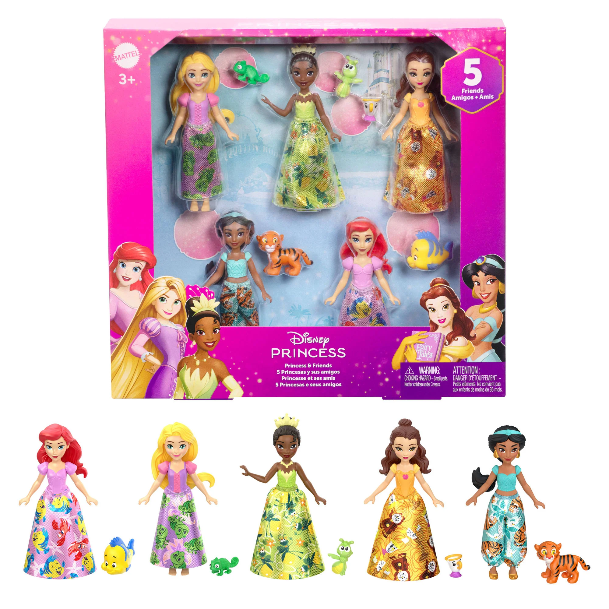 Princesses Disney Coffret 5Poupées et 5Fig. Princesses et Amis