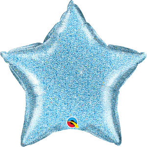 Qualatex 20 Inch Light Blue Glitteraphic Star Foil Balloon 1ct