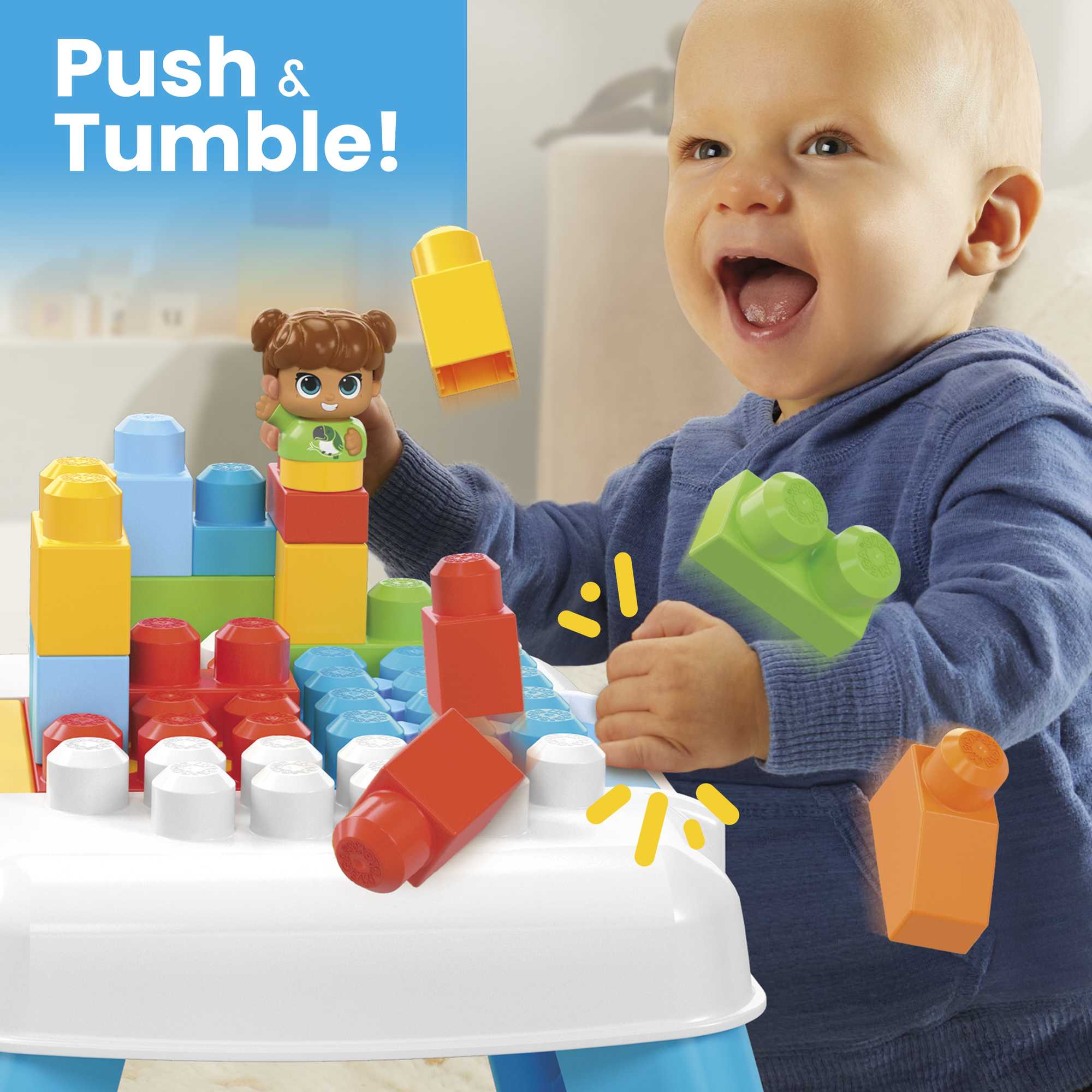 MEGA BLOKS Build N Tumble Activity Table Toy Blocks With 1 Figure (25 Pieces) For Toddler