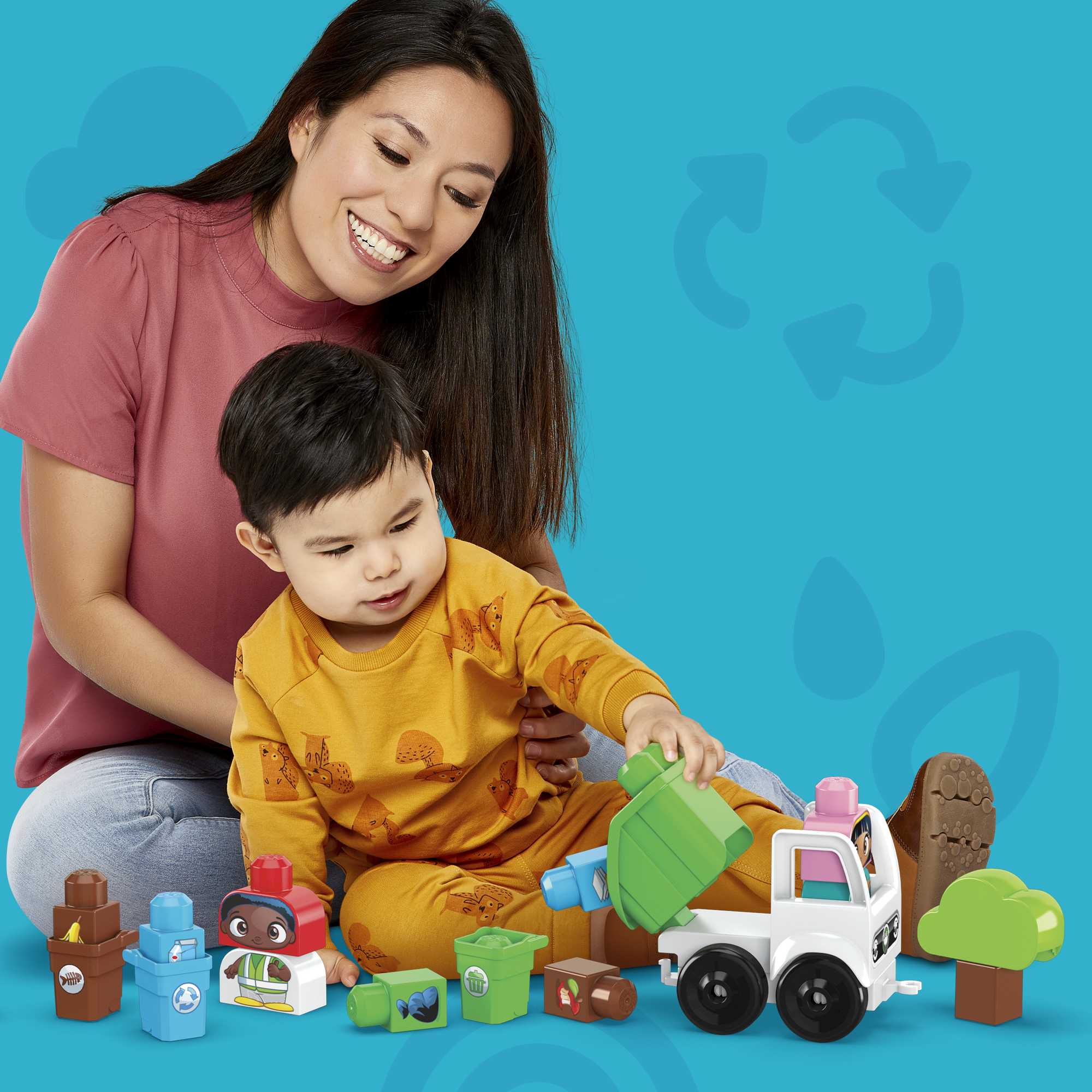 MEGA BLOKS Toy Blocks Sort & Recycle Squad With 2 Figures (17 Pieces) For Toddler