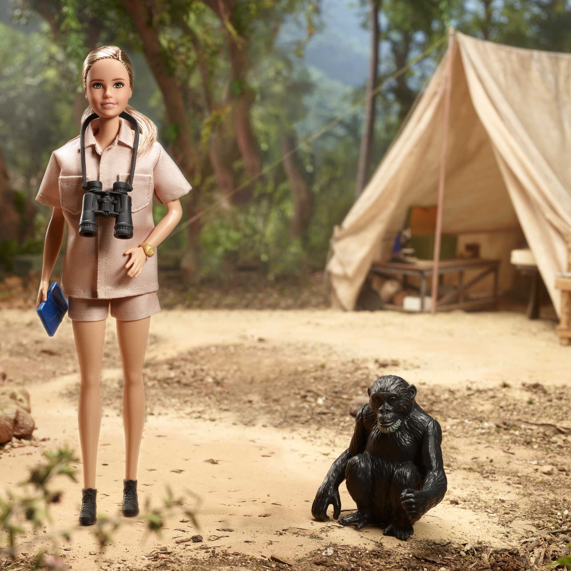 Dr. Jane Goodall Barbie inspiring Women Doll With Accessories & Doll Stand