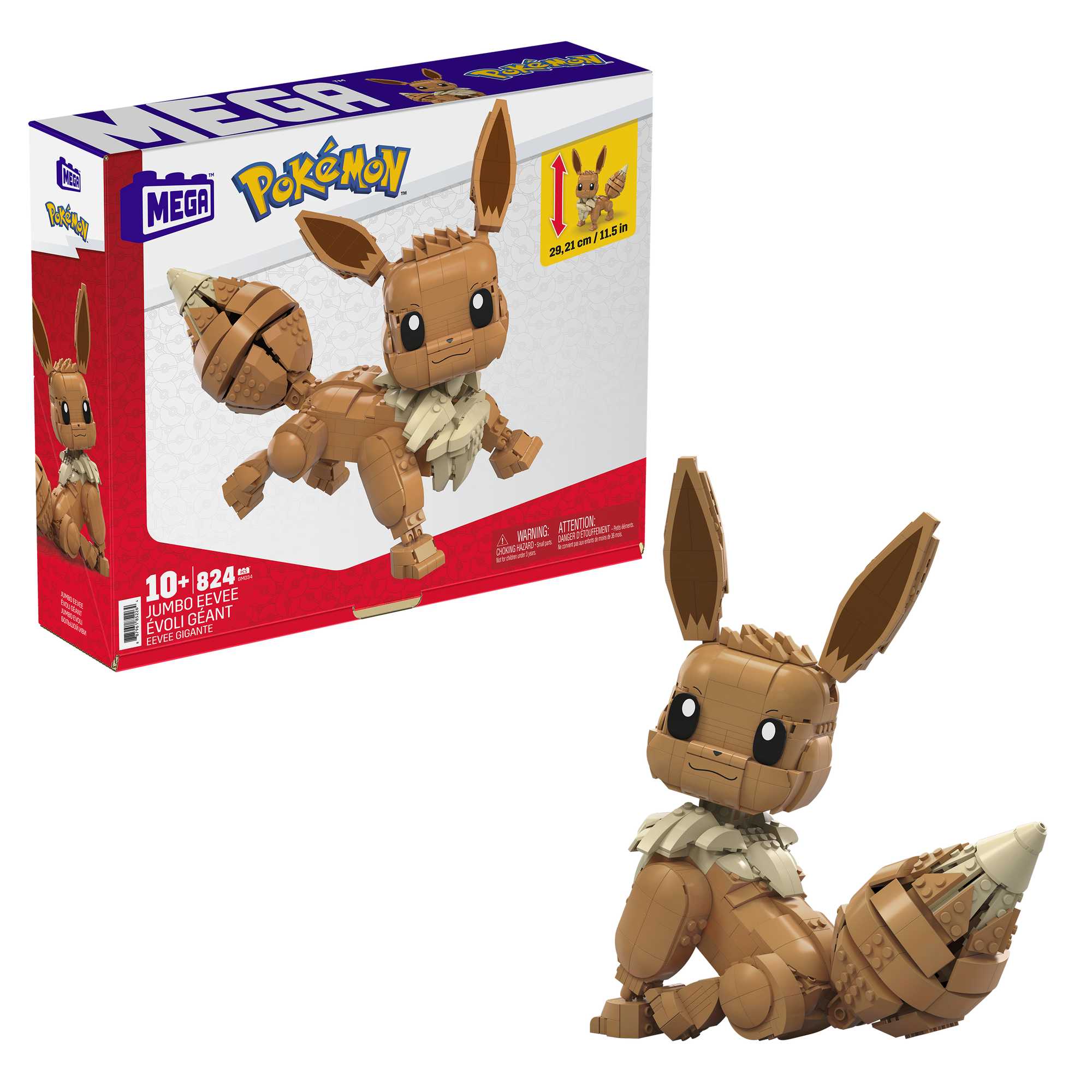 MEGA Pokémon Jumbo Eevee Toy Building Set, 11 Inches Tall
