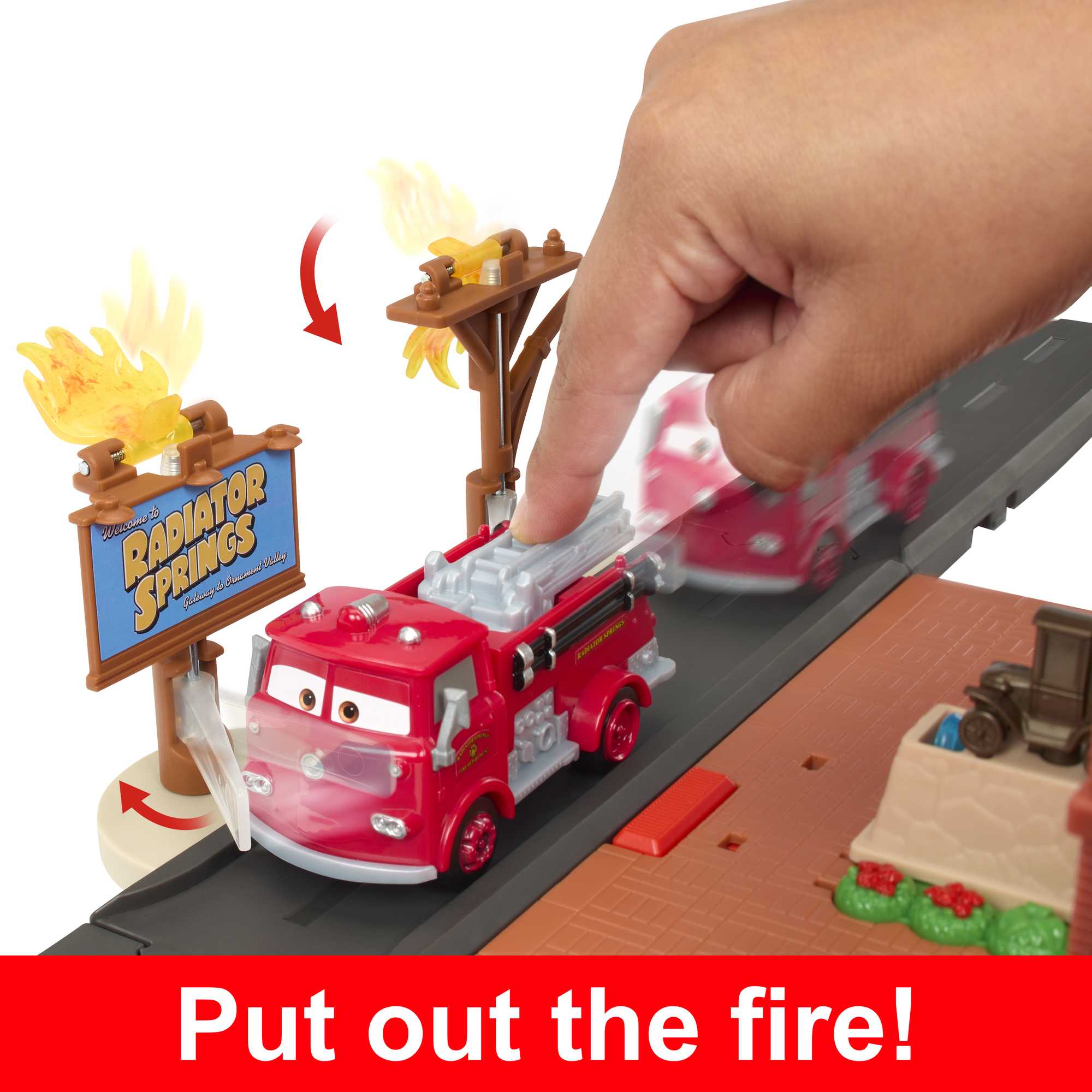 Disney And Pixar's Cars Toys, Red's Fire Station Playset With Toy Fire Truck, Cars On The Road