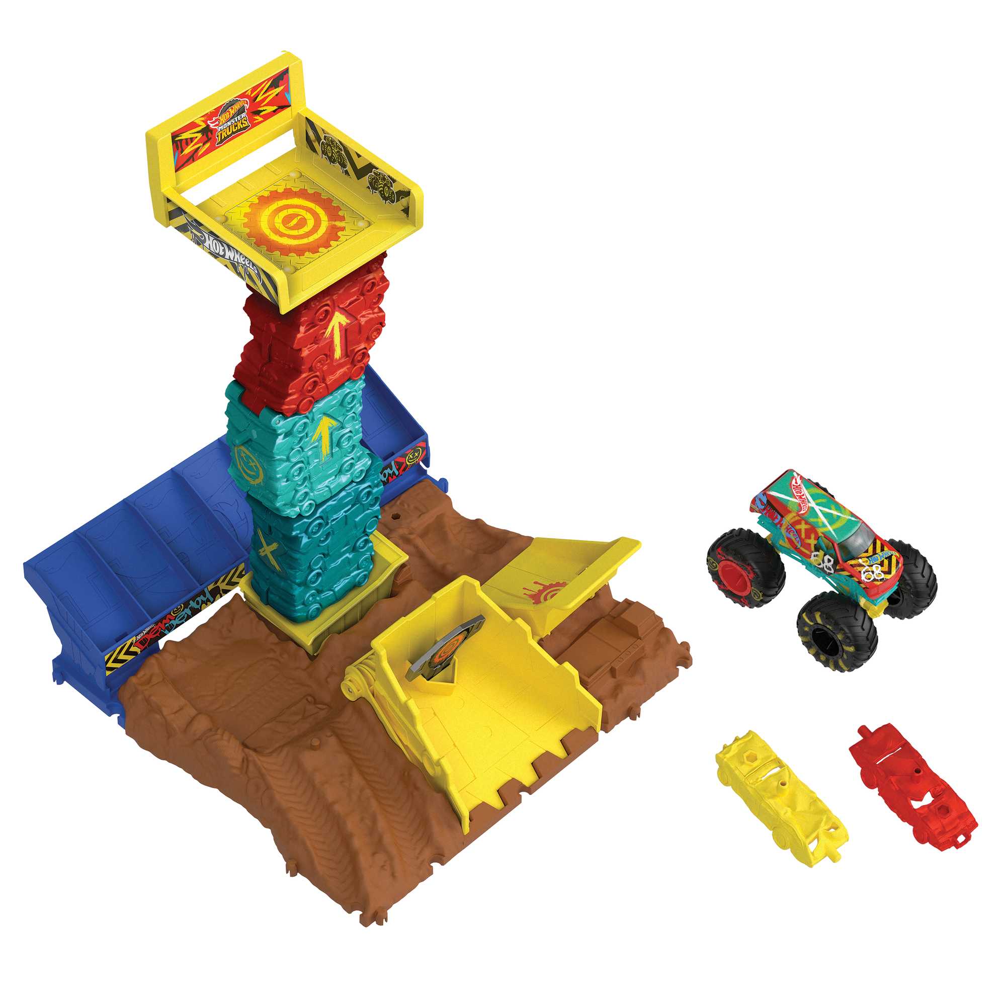Hot Wheels Monster Trucks, Arena Smashers Demo Derby Car Jump Challenge