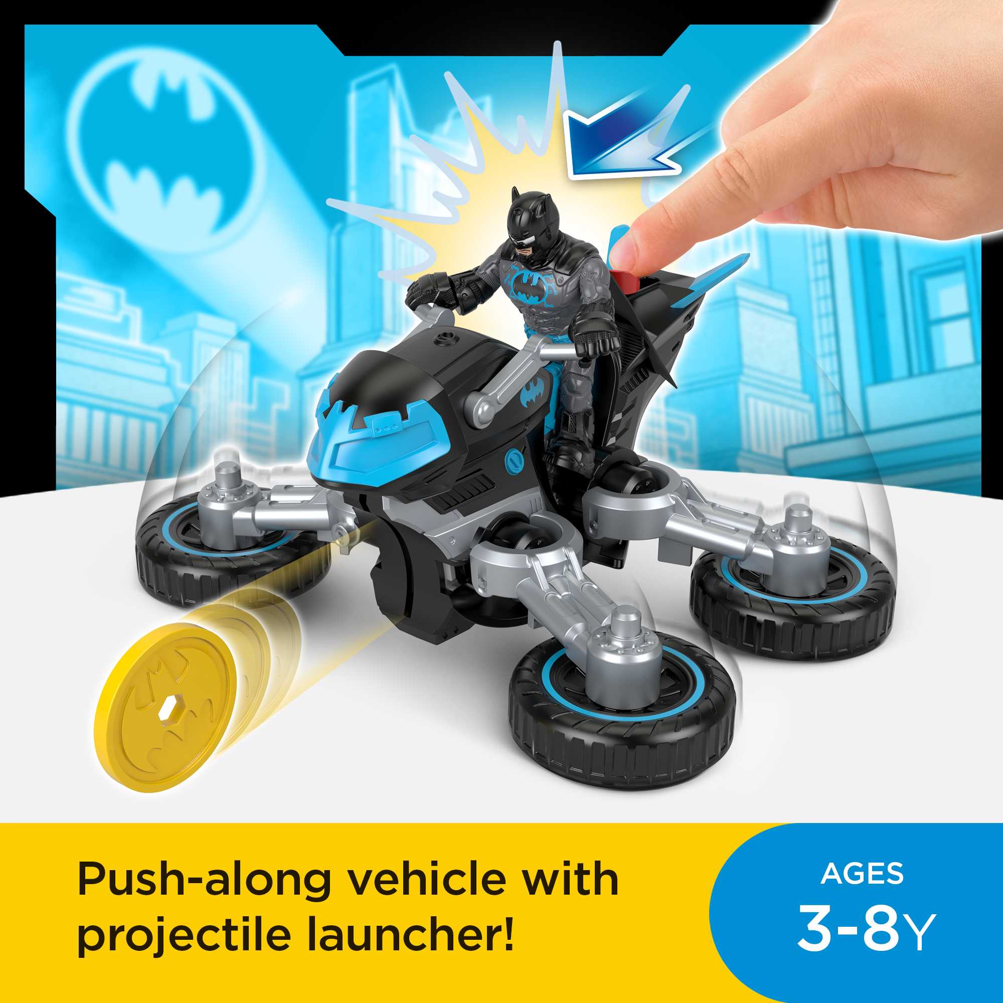 Imaginext DC Super Friends Batman Figure And Bat-Tech Batcycle Transforming Toy Motorcycle