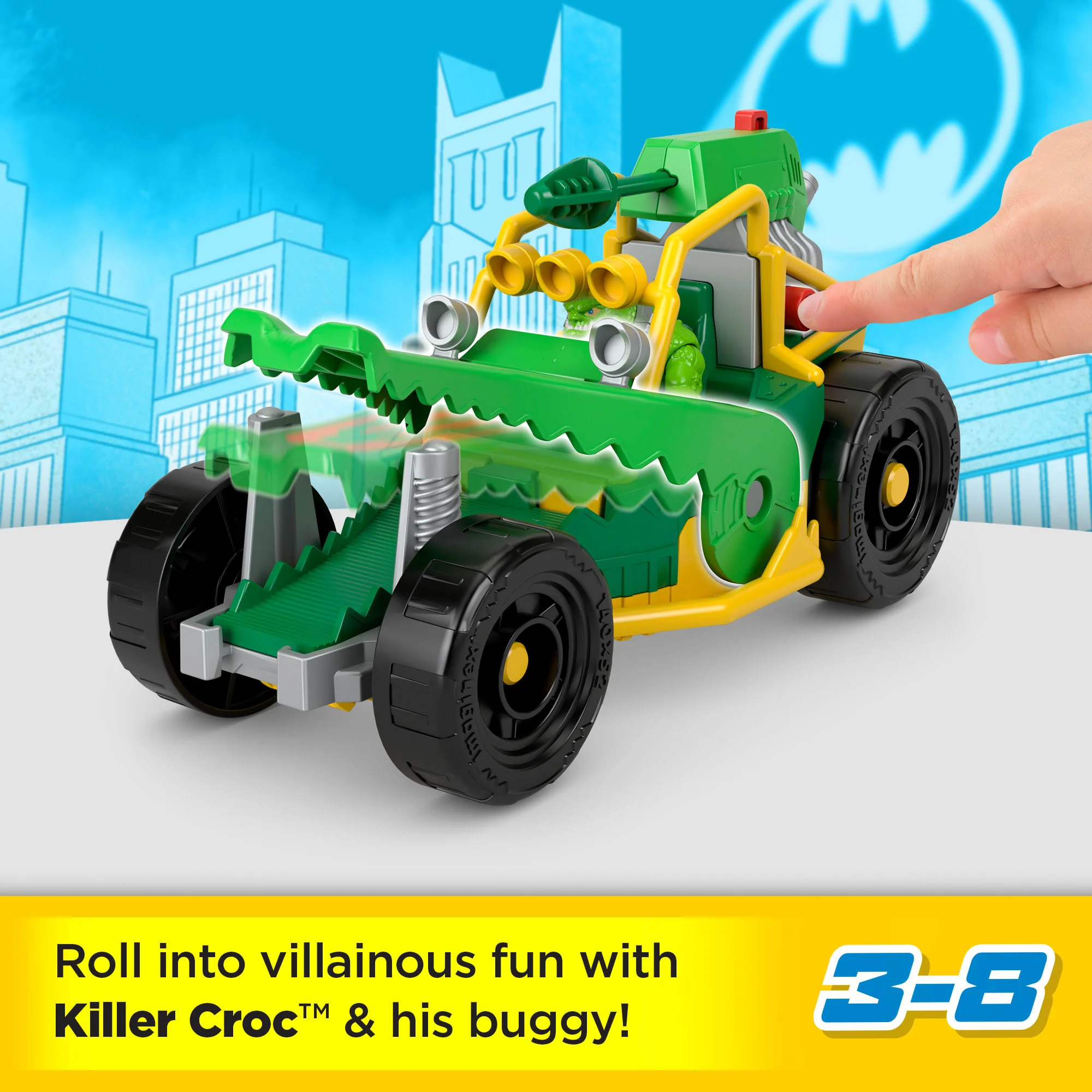 Imaginext DC Super Friends Killer Croc Figure & Toy Car Buggy, 3 Pieces, Preschool Toys