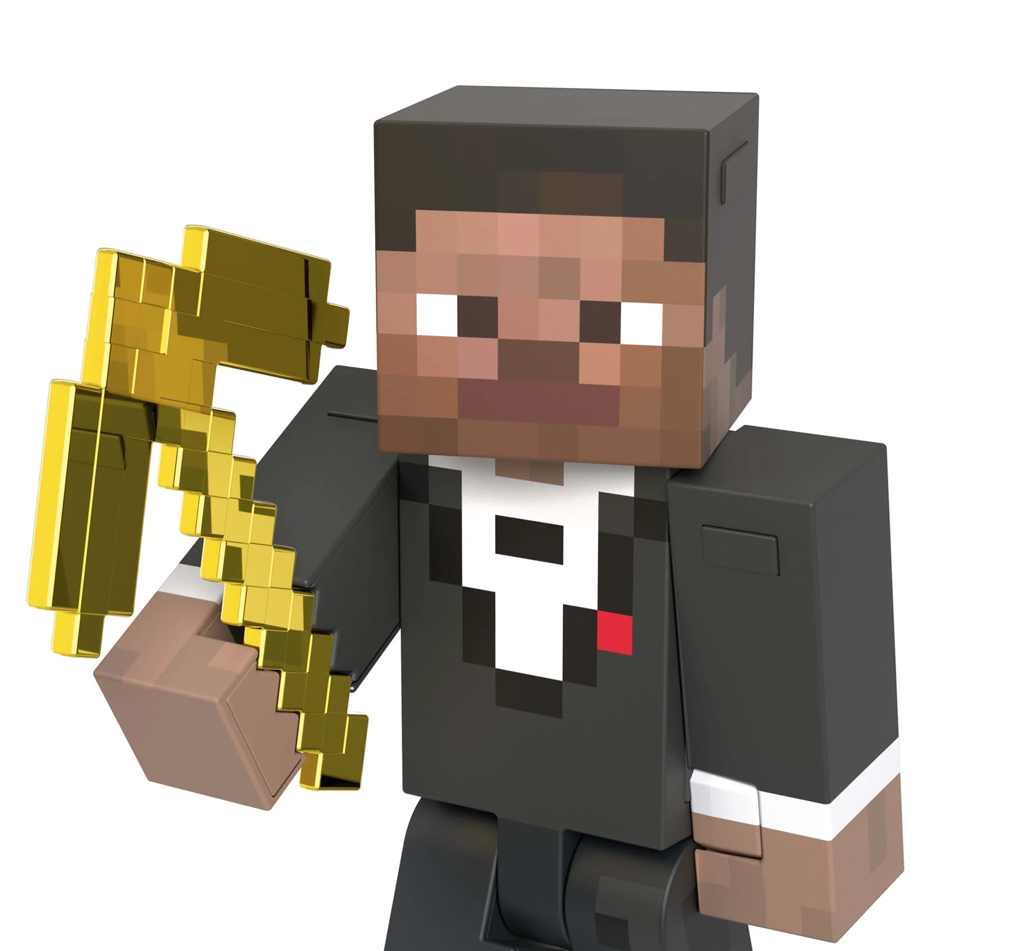 Minecraft Diamond Level Tuxedo Steve Action Figure, Die-Cast Gold Accessory, 5.5-in Collector Scale