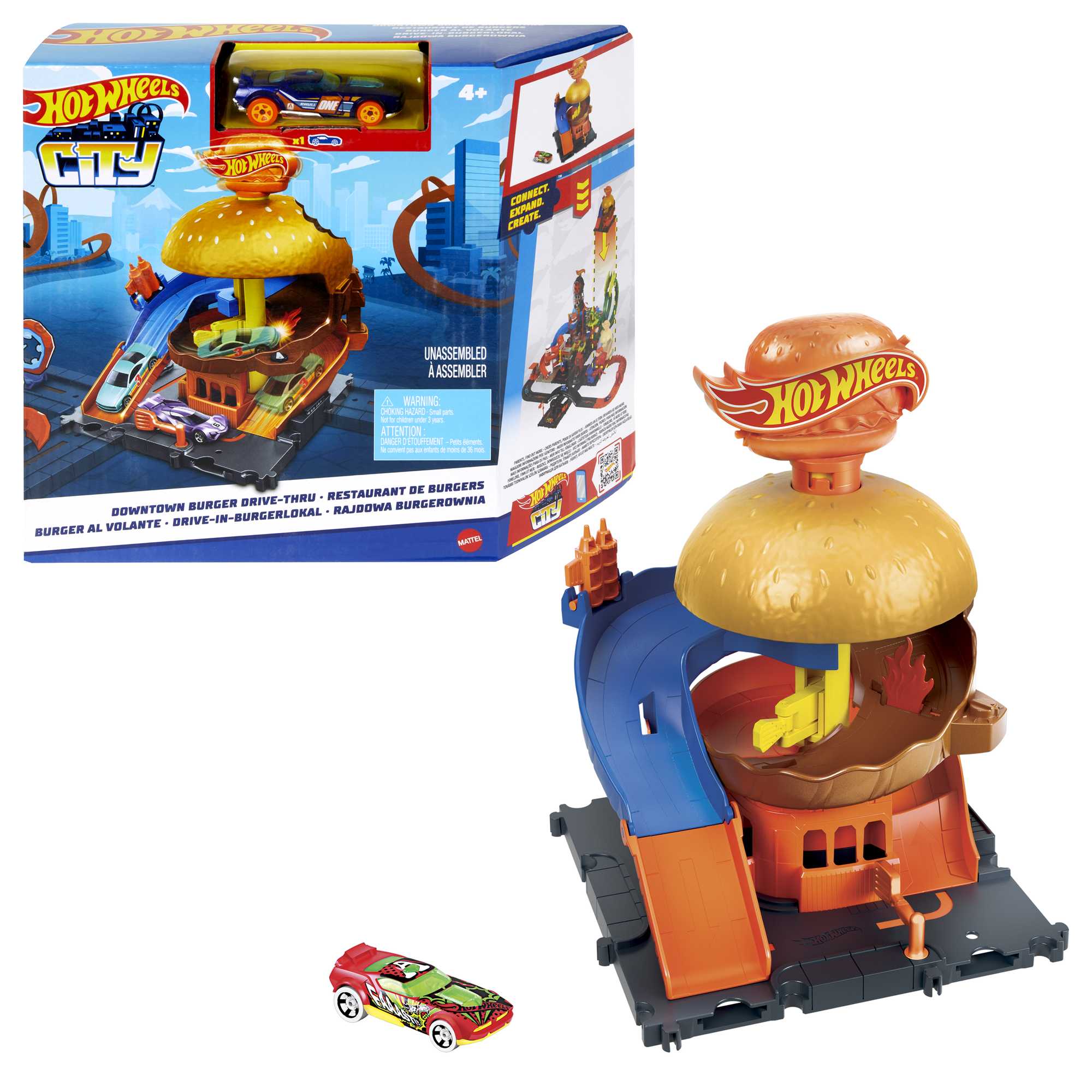 Hot Wheels® Let's Race Netflix - City Burger Drive-Thru Playset, With 1 Toy Car