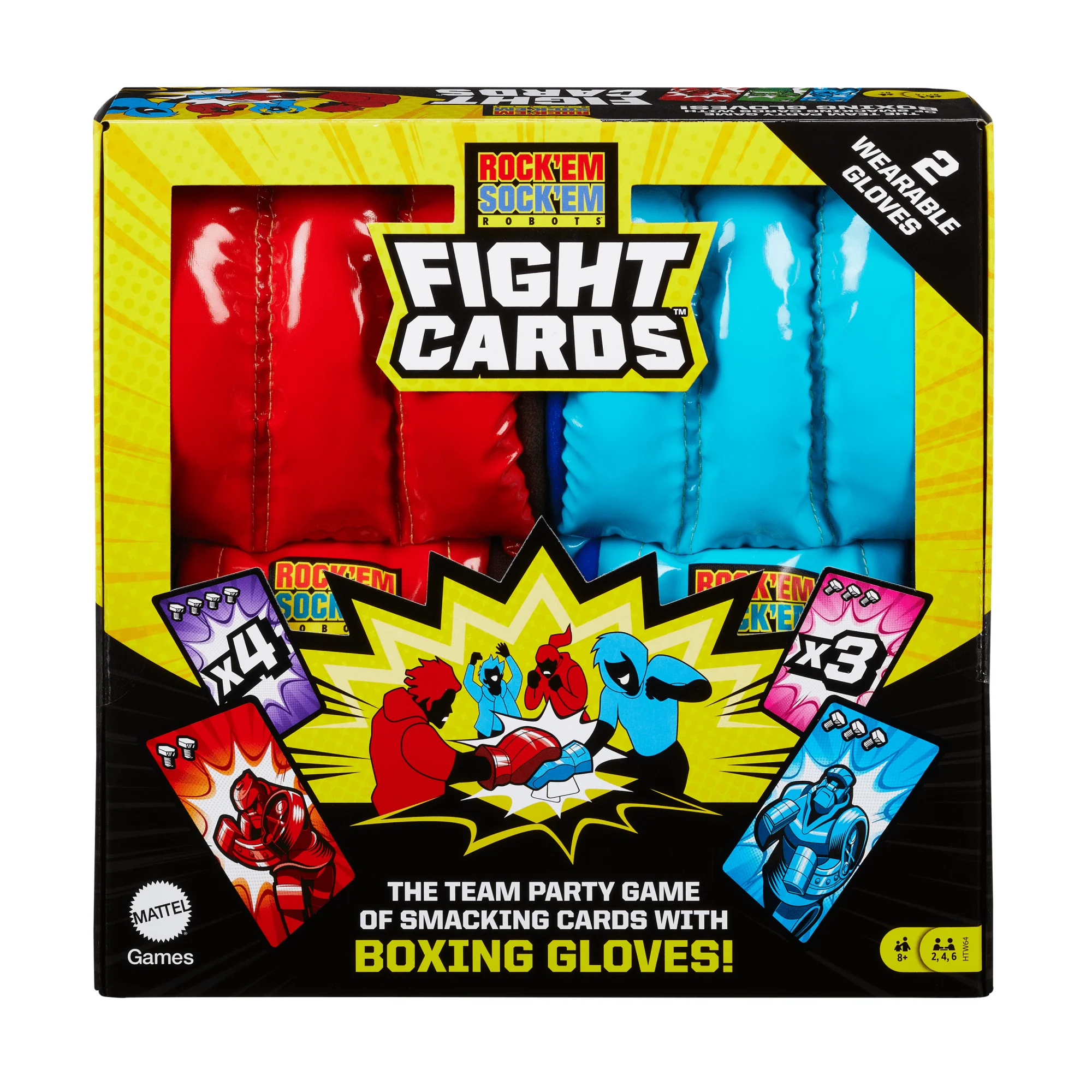 Rock ‘Em Sock ‘Em Robots Fight Cards Card Game With Two Boxing Gloves, Team Party Game