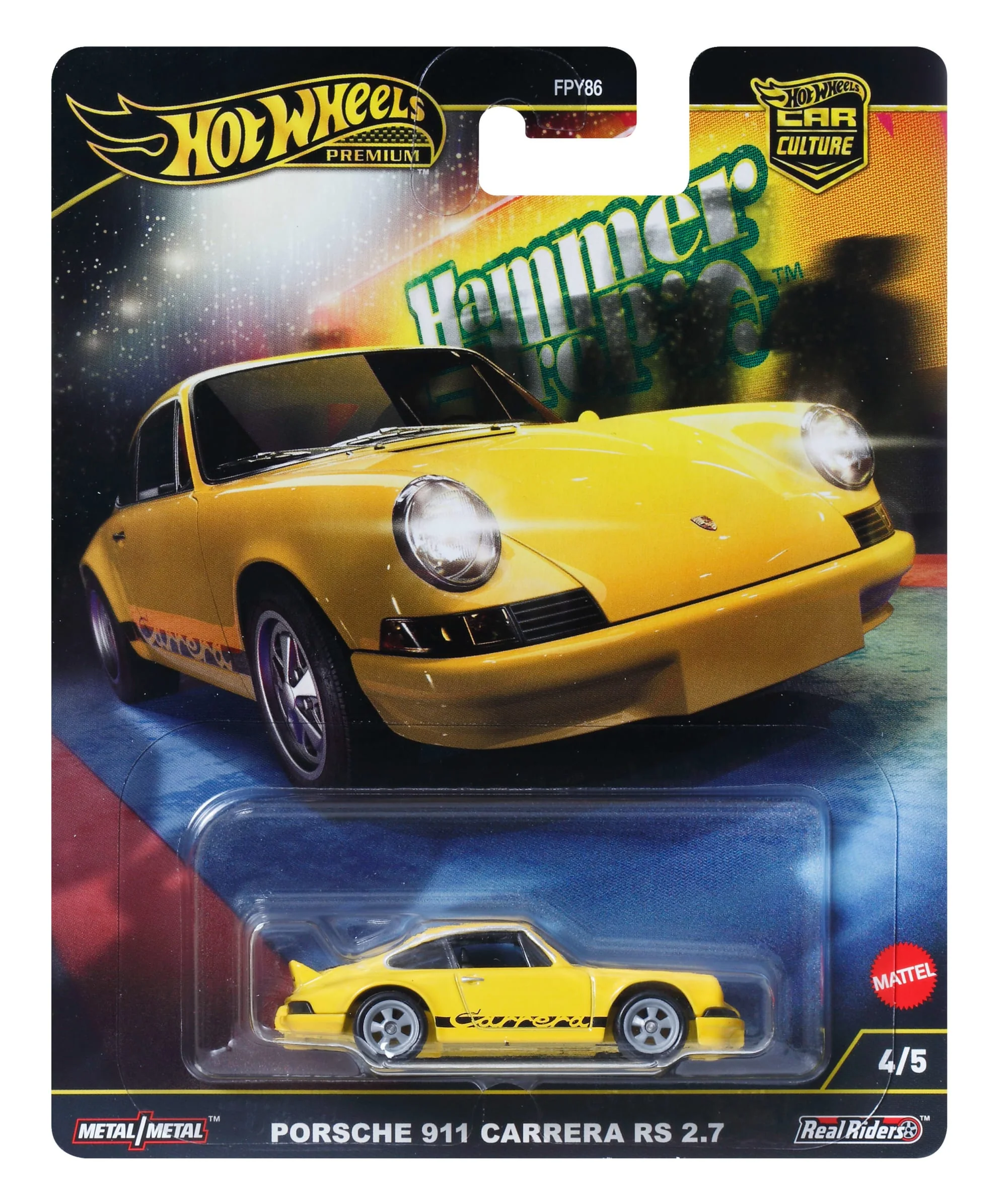 Hot Wheels Premium Car Culture Hammer Drop Porsche 911 Carrera RS 2.7 1:64 Scale Collectible Vehicle