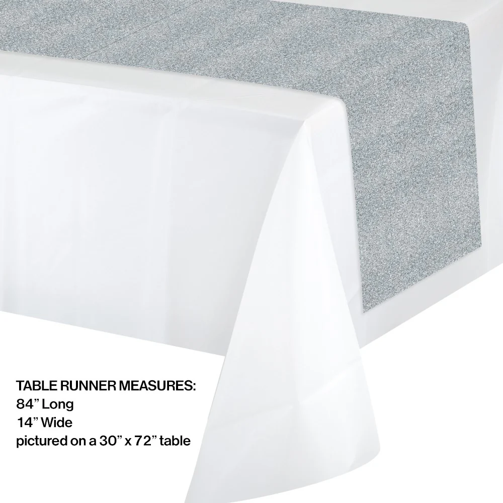 Silver Glitter Table Runner 14inx84in