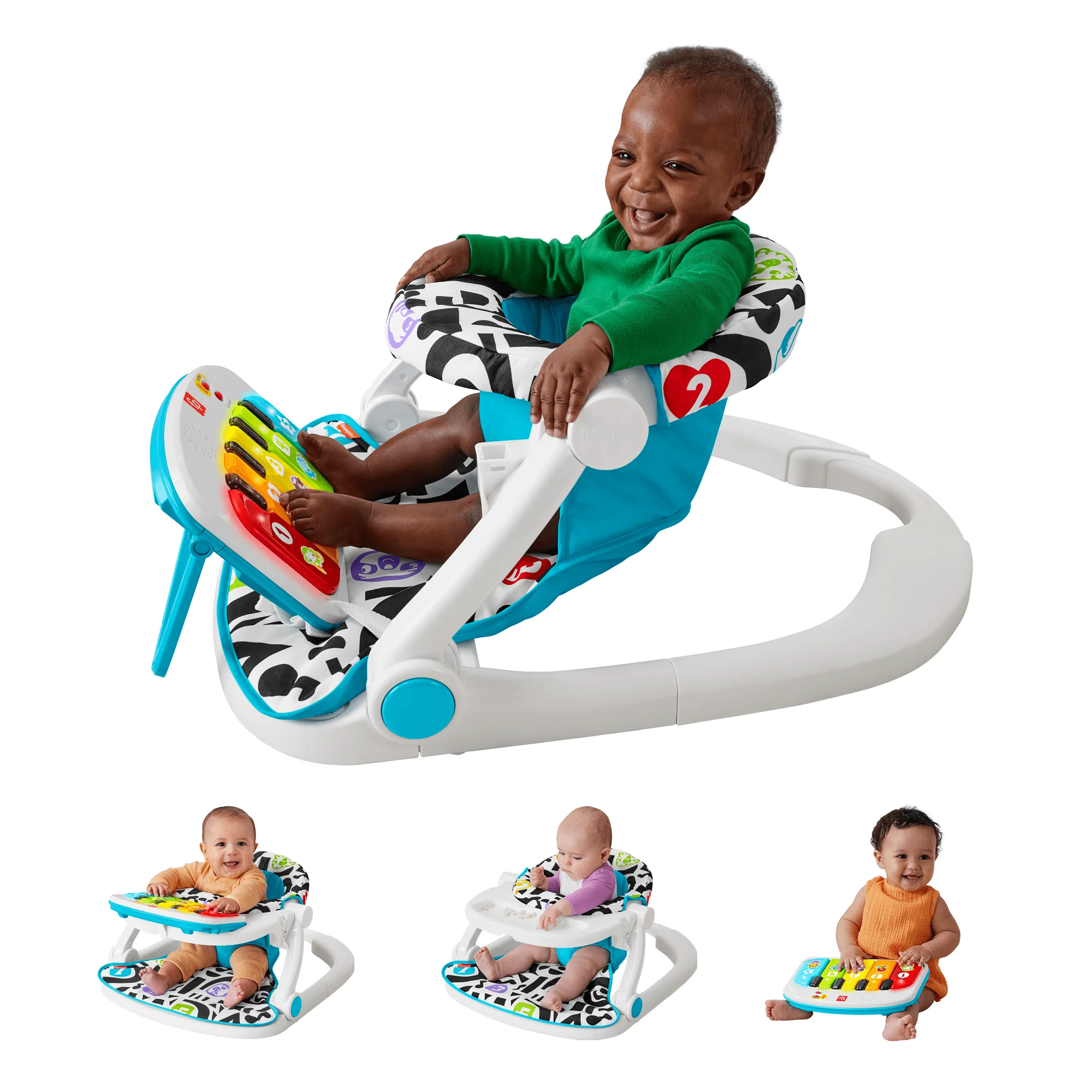 Fisher-Price Kick & Play Deluxe Sit-Me-Up Seat Portable Baby Chair With Piano Learning Toy