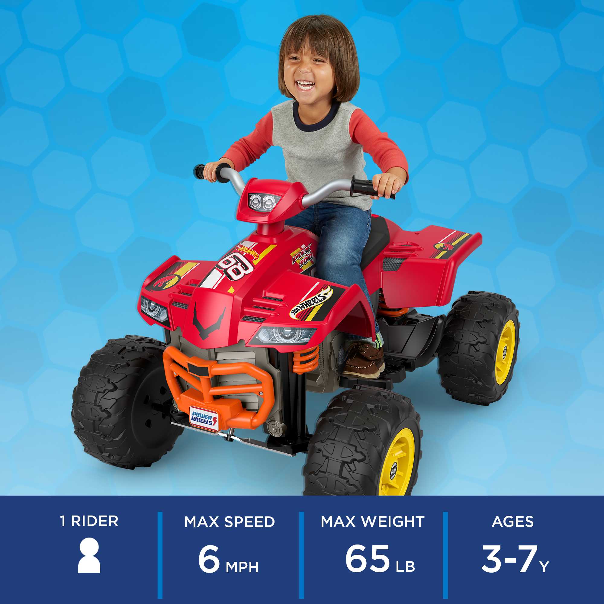 Power Wheels Hot Wheels Ride-On Racing ATV With Multi-Terrain Traction For Off Road, Child 3Y+