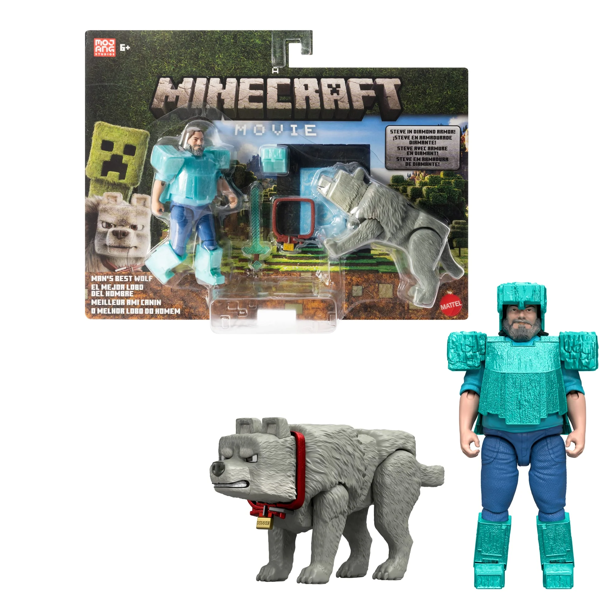 Minecraft – Coffret Figurines – Meilleur Ami Canin, 2 Fig. et 2 Acc.
