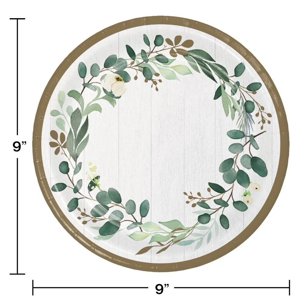 Eucalyptus Greens 9in Plate 8ct