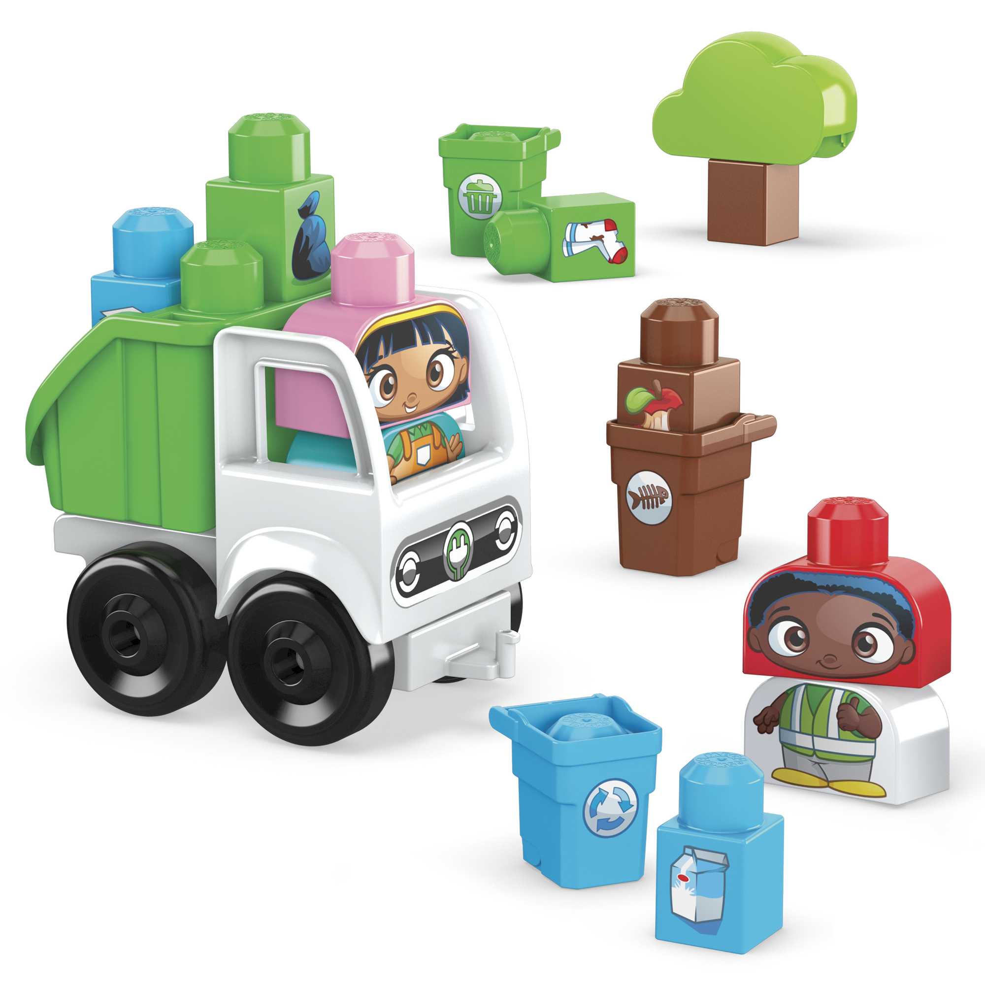 MEGA BLOKS Toy Blocks Sort & Recycle Squad With 2 Figures (17 Pieces) For Toddler