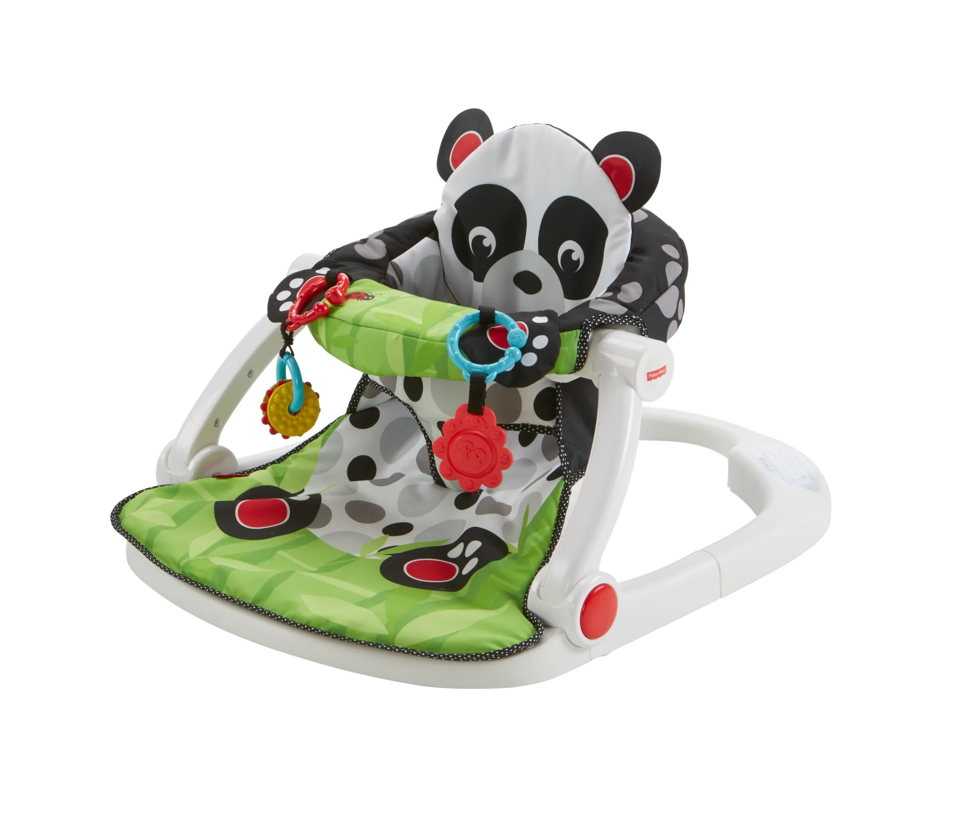 Fisher-Price Sit-Me-Up Floor Seat Portable Baby Chair With Toys Crinkle & Squeaker, Panda Paws
