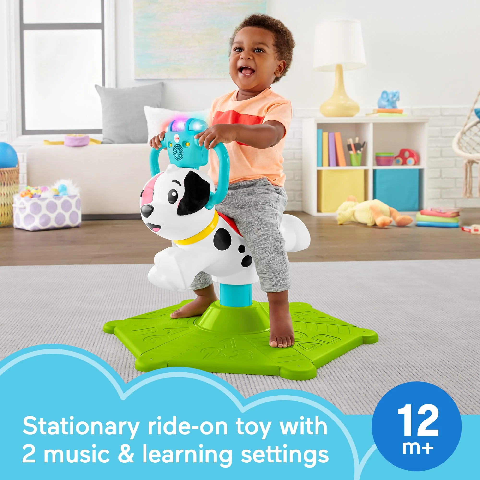 Fisher-Price Bounce And Spin Puppy, Stationary Musical Ride-On Toy