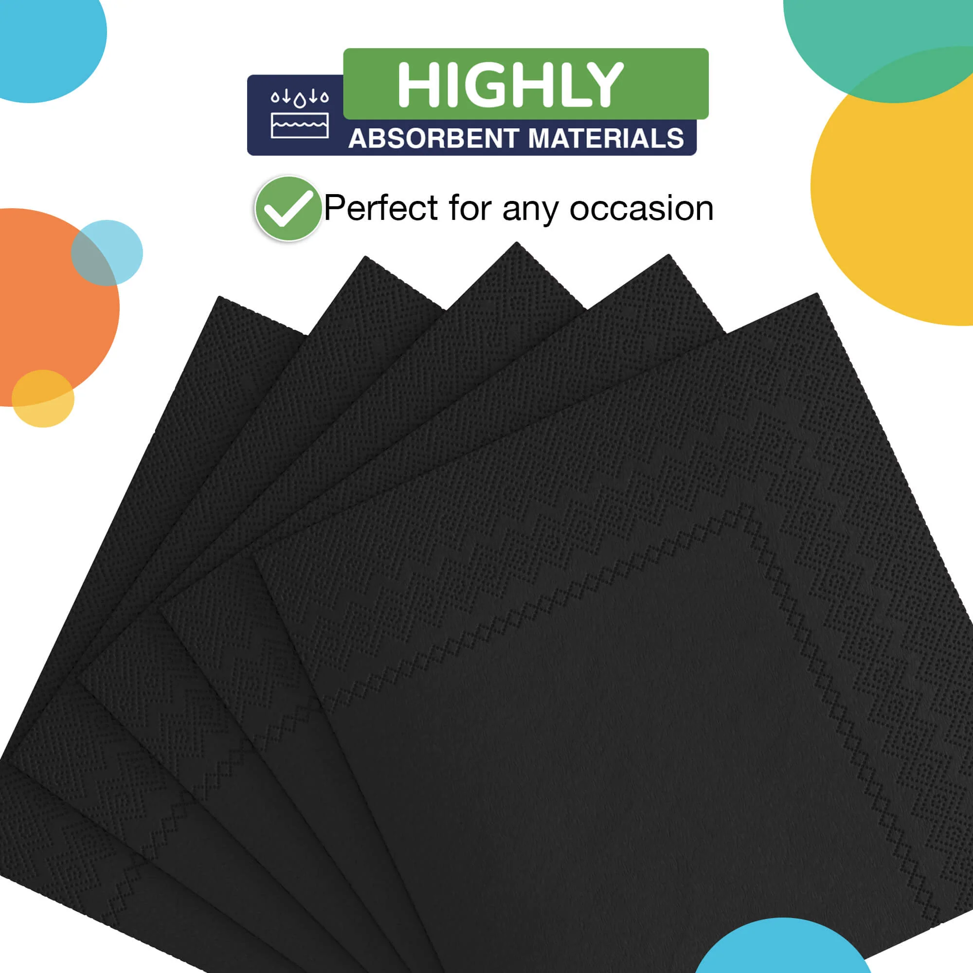Black Beverage Napkins | 20 Count
